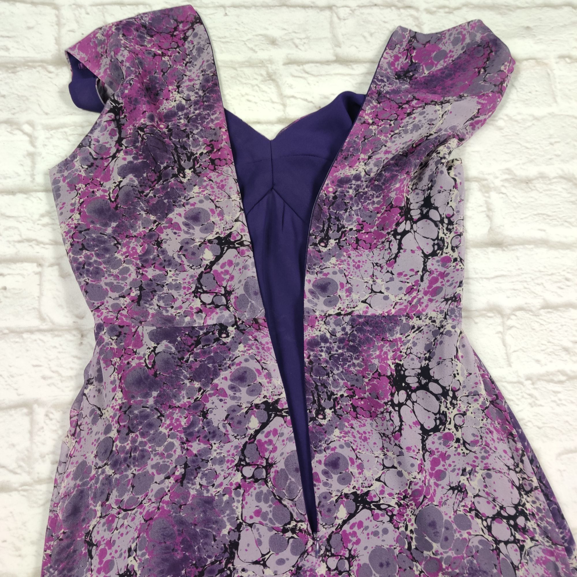 Vintage Andrea Polizzi for Rex Lester 4 Purple Abstract Print Silk S Size S / US 4 / IT 40 - 7 Thumbnail