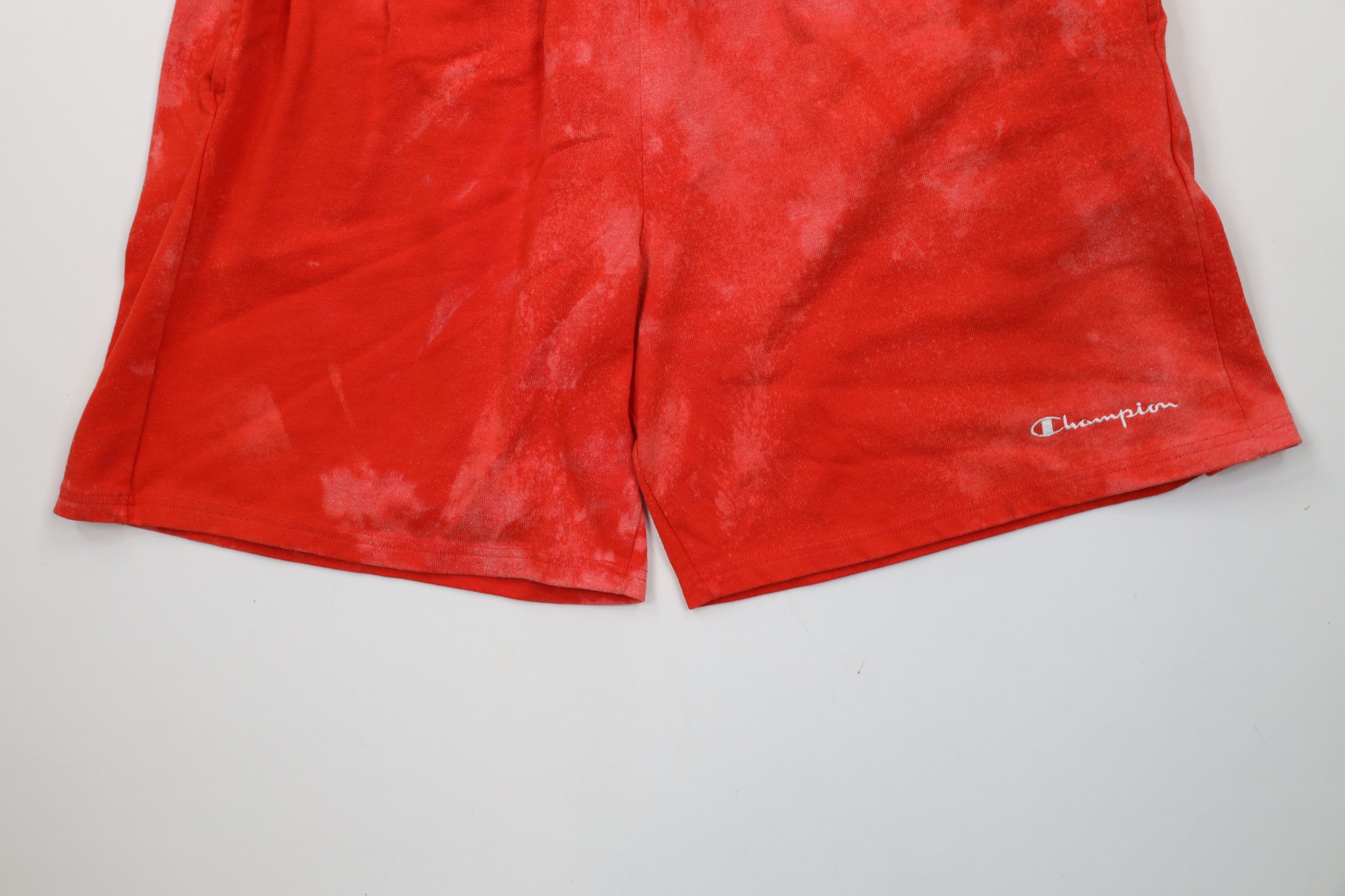 Champion × Vintage Vintage 90s Champion Spell Acid Wash Heavyweight Shorts Red Size US 38 / EU 54 - 3 Thumbnail