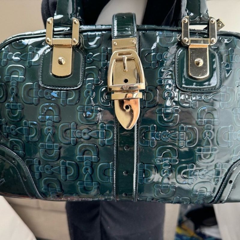 Gucci Gucci Vintage Green Blue Black Leather top handle bag Size ONE SIZE - 10 Thumbnail