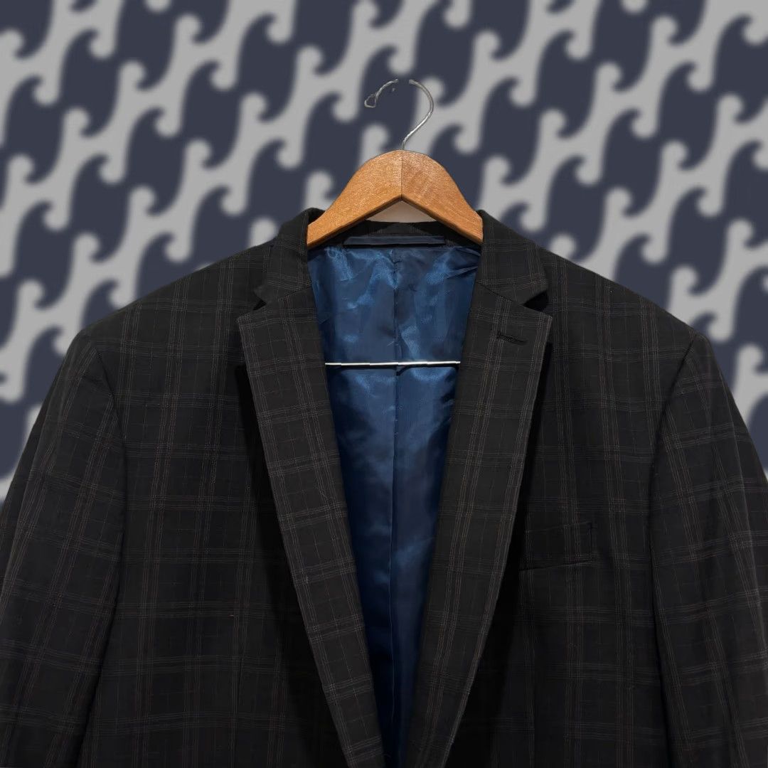 Vintage Nick Graham Blazer 46L Plaid Regular Fit Notch Lapel 2-Button Double-Vented Men’s Sports Coat Gray Size 46R - 1 Thumbnail