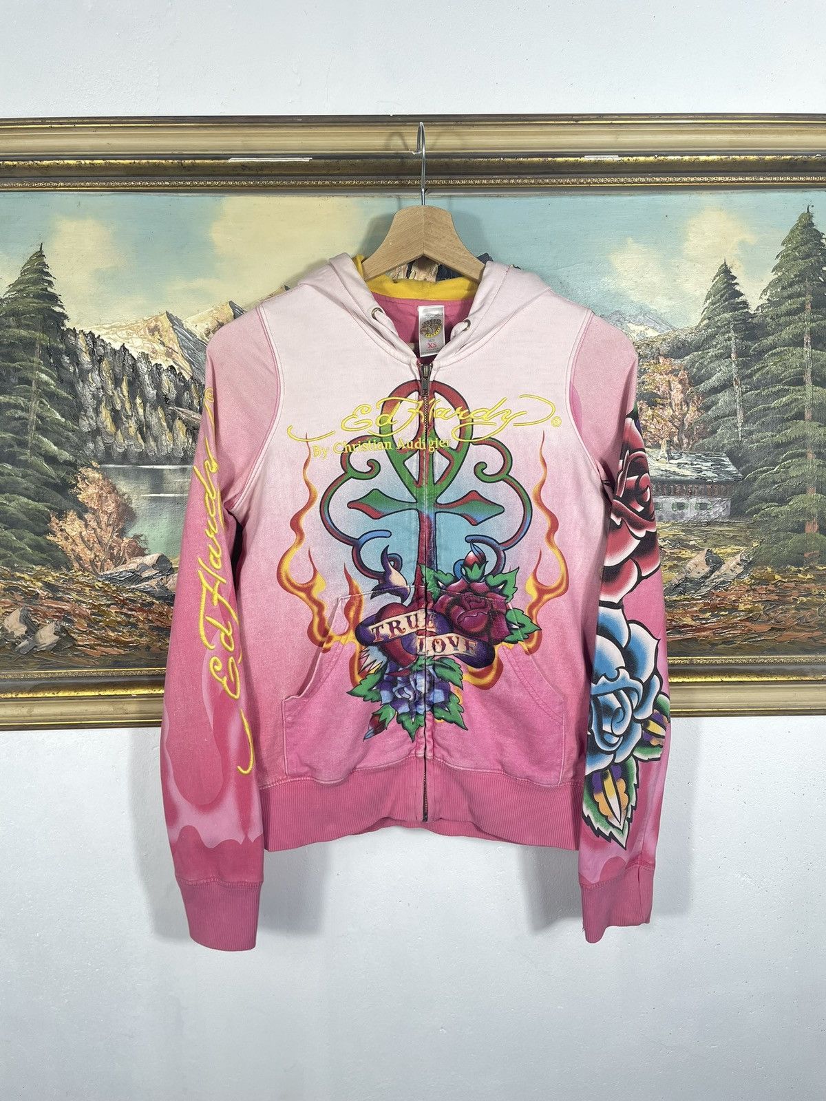Ed Hardy Retro 00s Hoodie Embroidery Logos Affliction Grunge