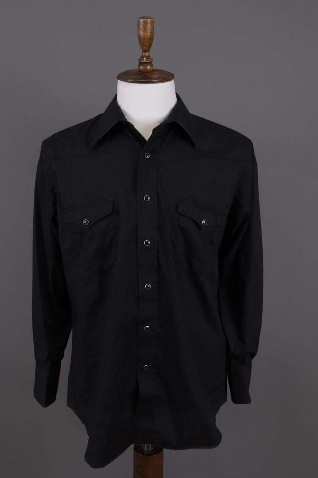 Wrangler Vintage Wrangler Black USA Long Tails Shirt Size 17 / 33 Size US M / EU 48-50 / 2 - 1 Thumbnail