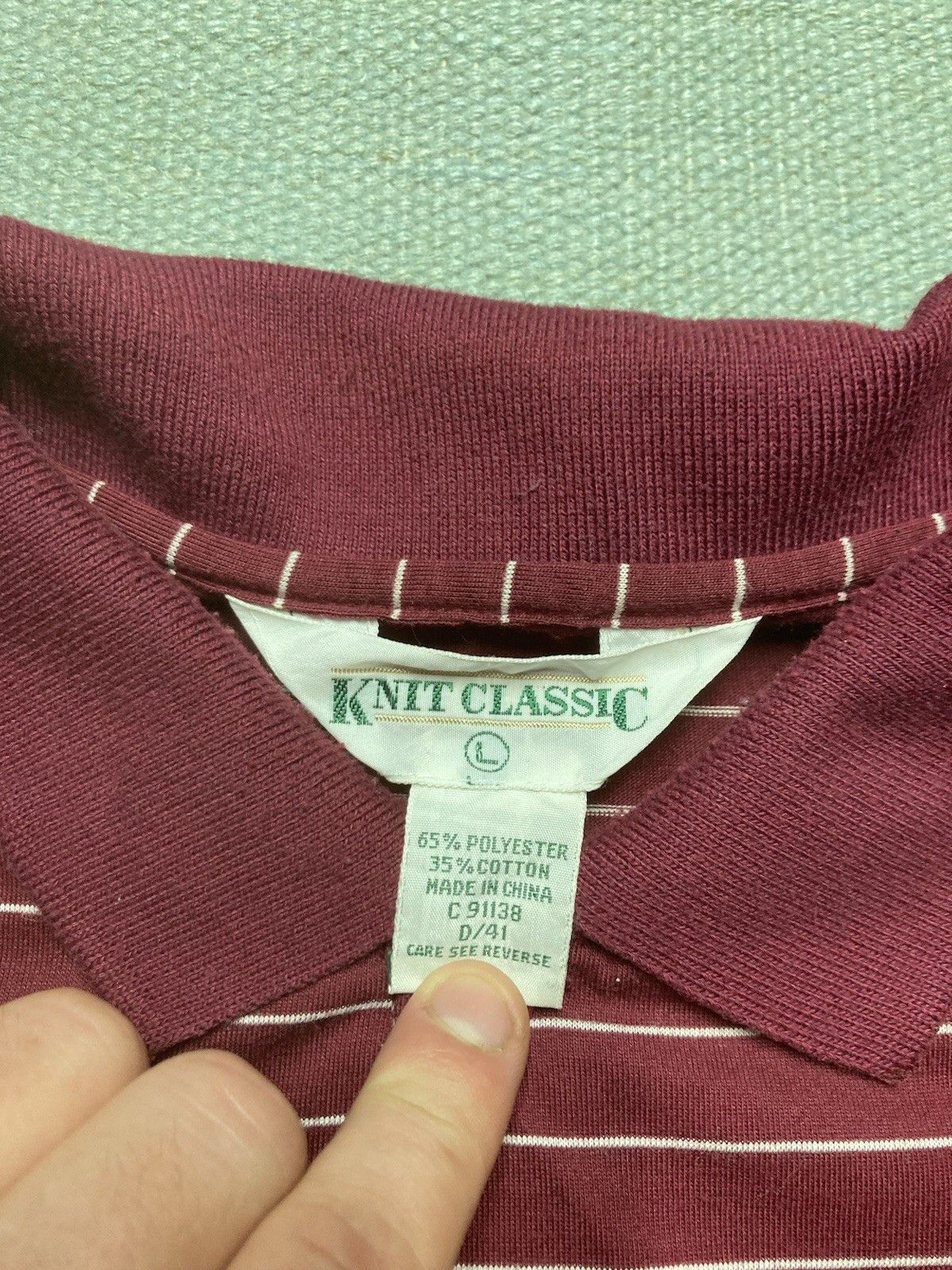 Vintage Vintage 80s polo shirt striped maroon red sears distressed L Size US L / EU 52-54 / 3 - 4 Thumbnail
