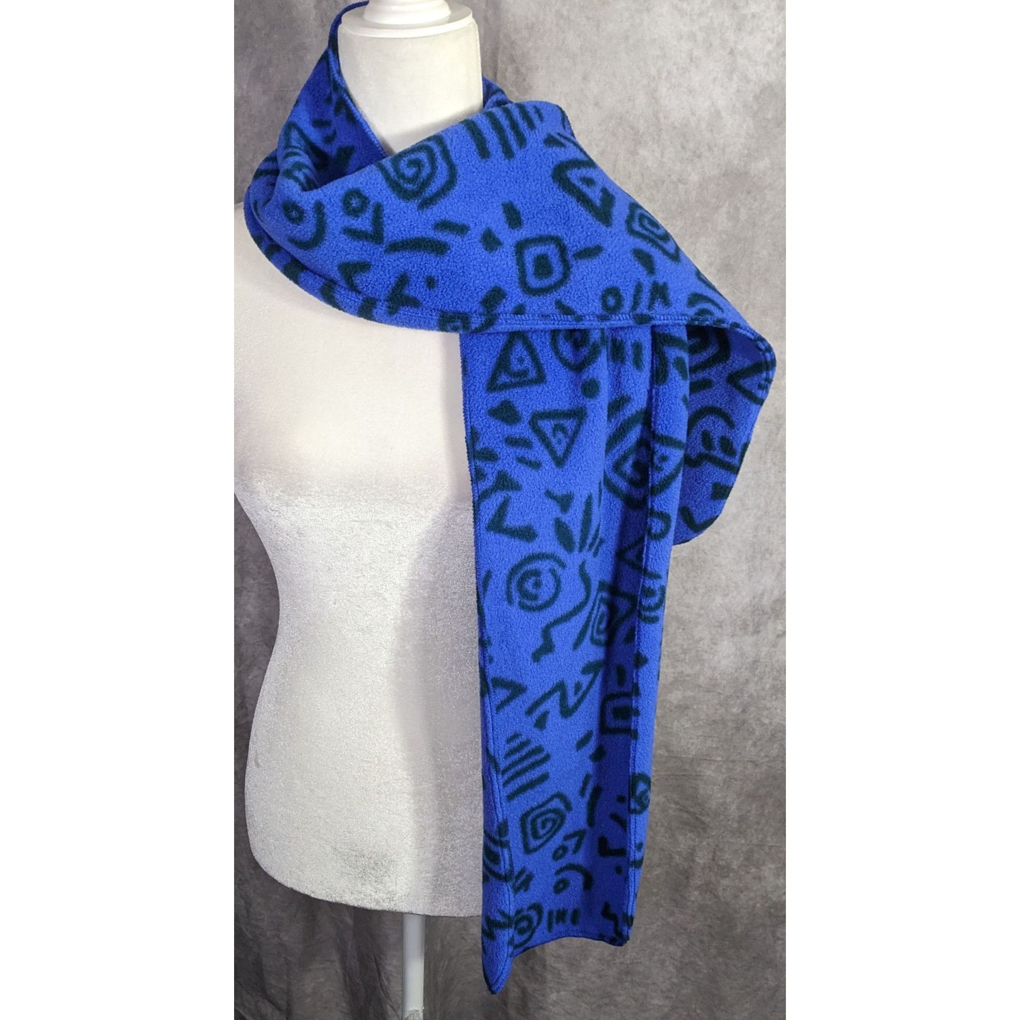 Other Vintage 90s Chinook Abstract Blue Fleece Scarf 68"x8" Warm & Size ONE SIZE - 10 Thumbnail