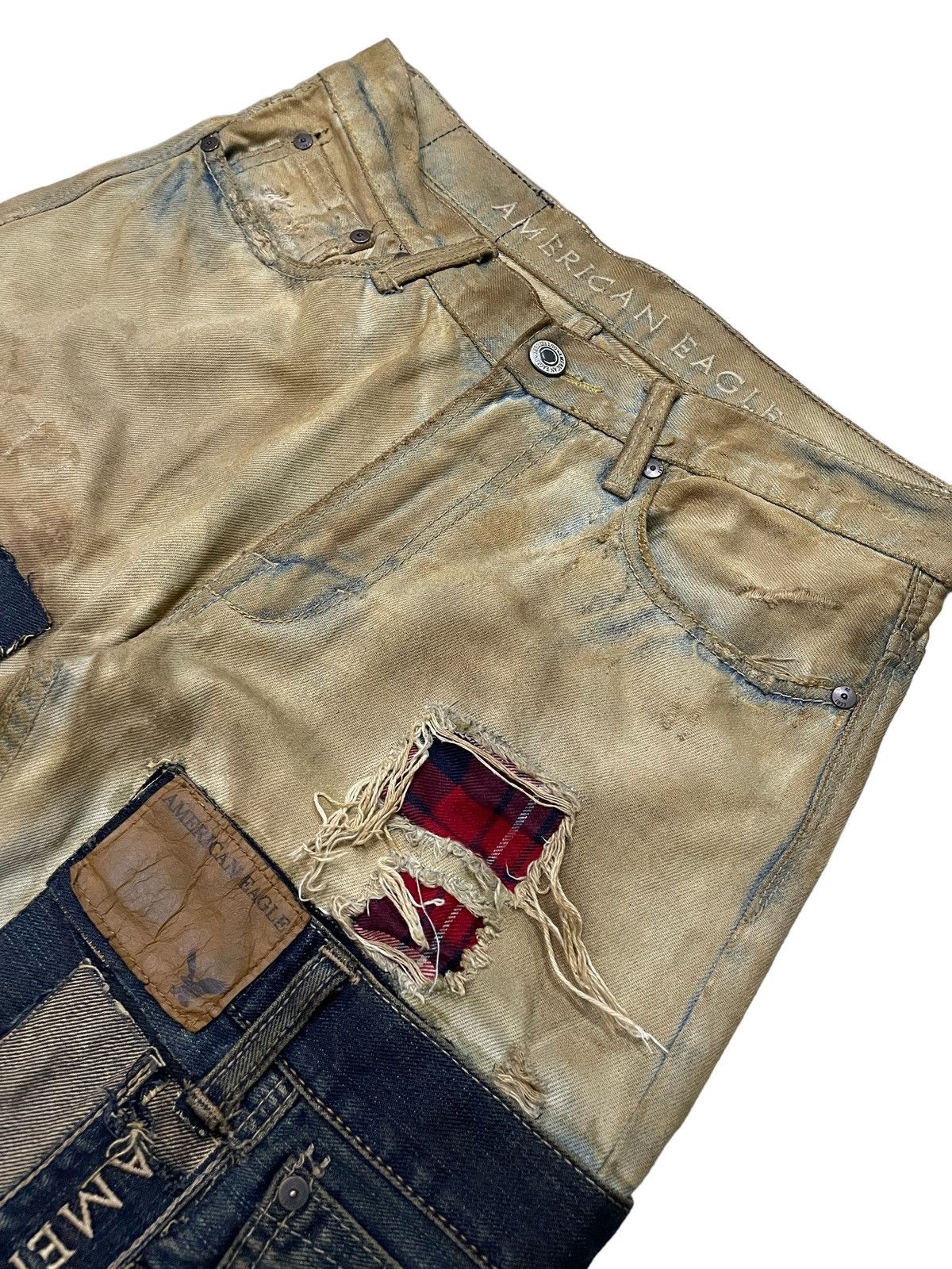 Hysteric Glamour × Japanese Brand American Eagle Patch work Mud Wash Dirty Loose Jeans Size US 30 / EU 46 - 14 Thumbnail
