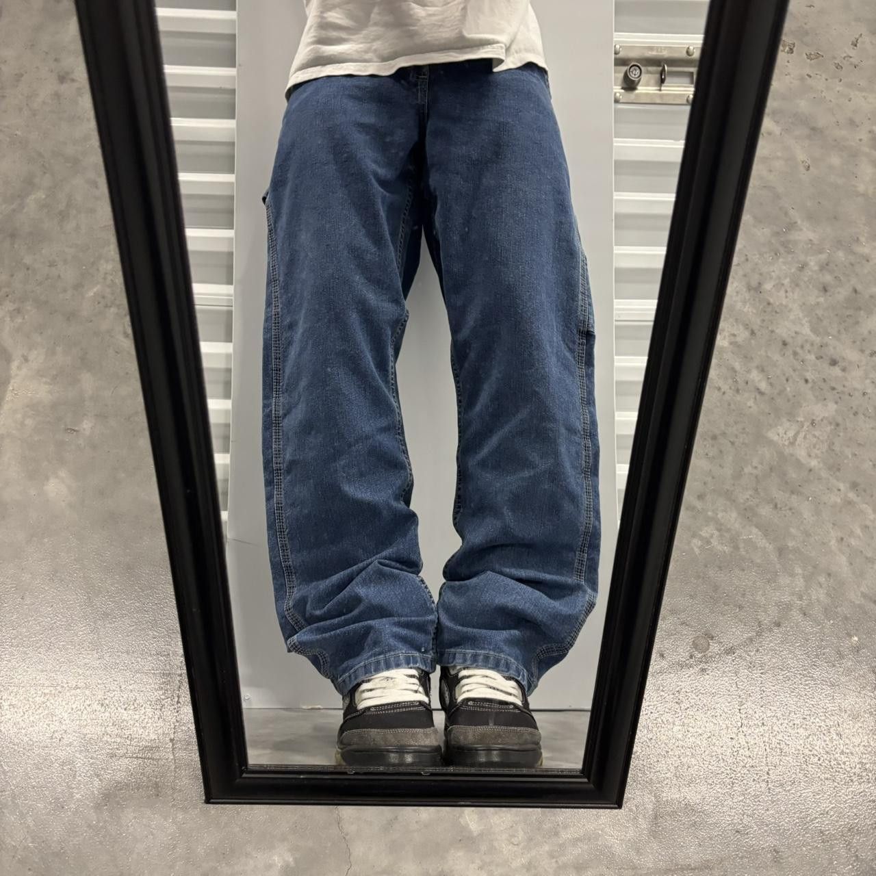 Japanese Brand × Vintage Crazy Vintage Y2K/2000s Dark Blue Wash Carpenter Denim Jeans! Size US 28 / EU 44 - 1 Thumbnail