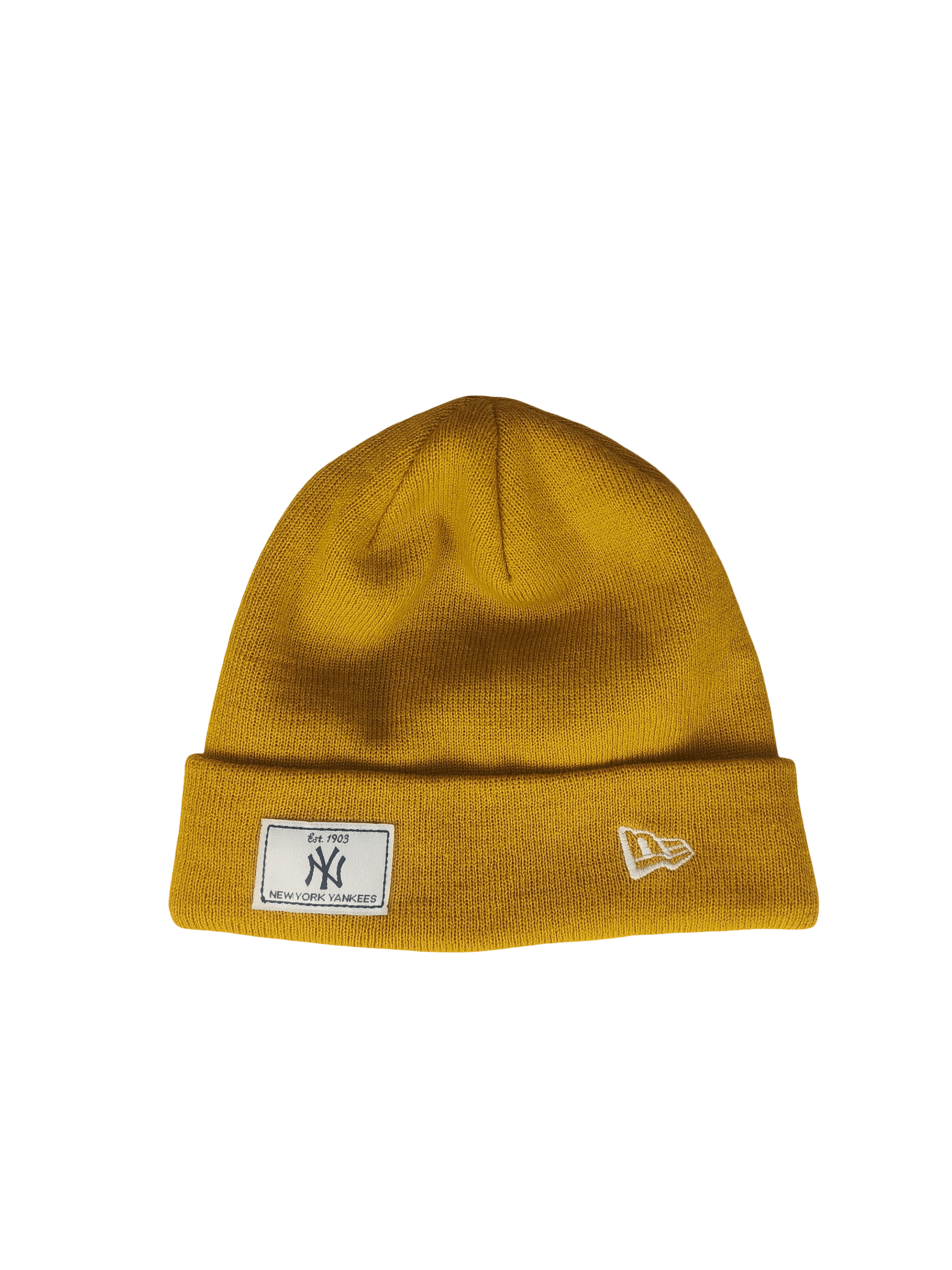 New Era New York Yankees Patch Rectangle Mustard Beanie Size ONE SIZE - 1 Thumbnail