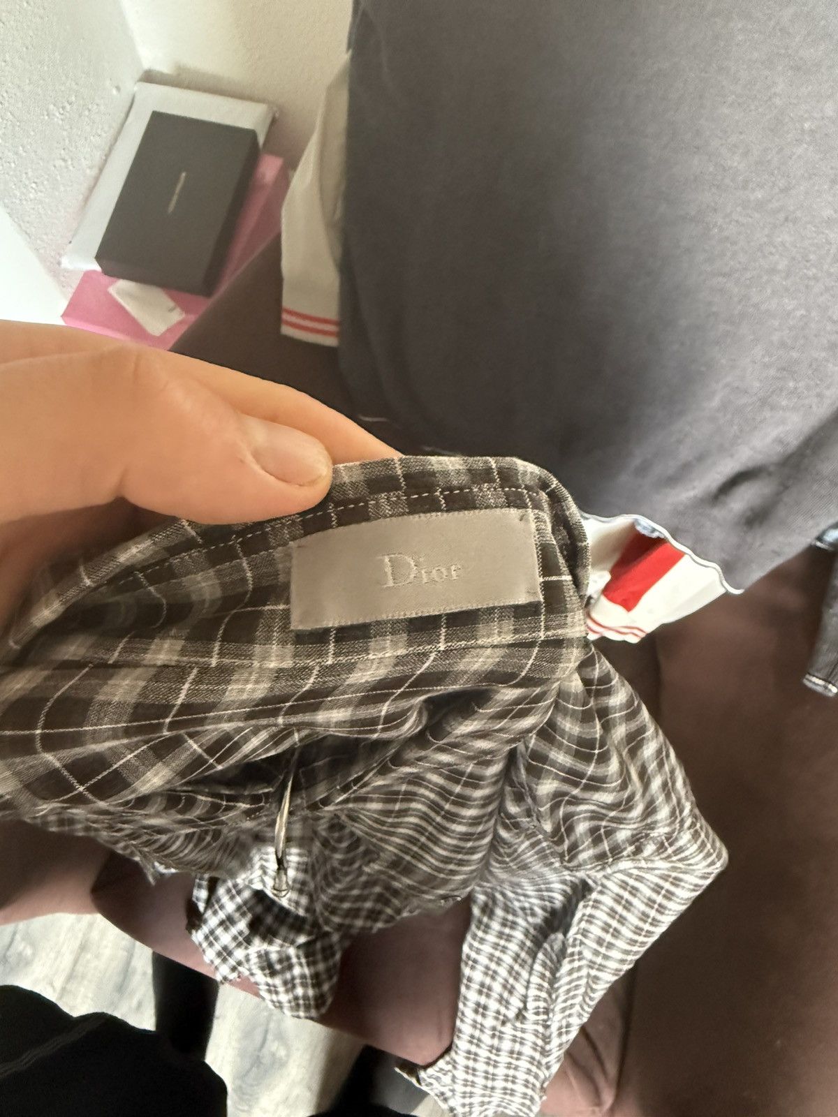 Dior Dior Grey Checkered Cotton Shirt with Chest Pockets Size US L / EU 52-54 / 3 - 14 Thumbnail