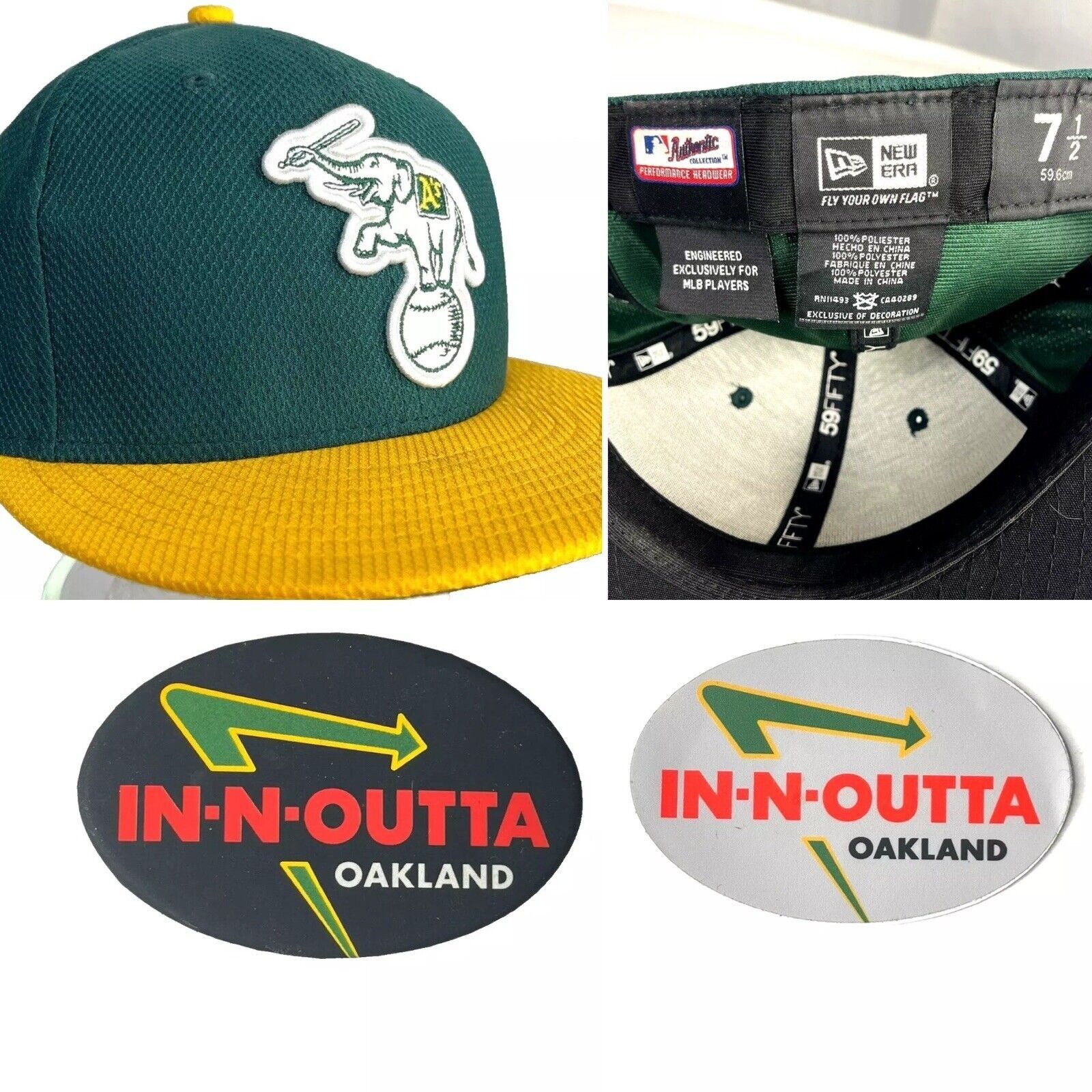 New Era Oakland A's Athletics MLB New Era 7.5 Fitted Baseball Cap In Size 46 - 1 Thumbnail