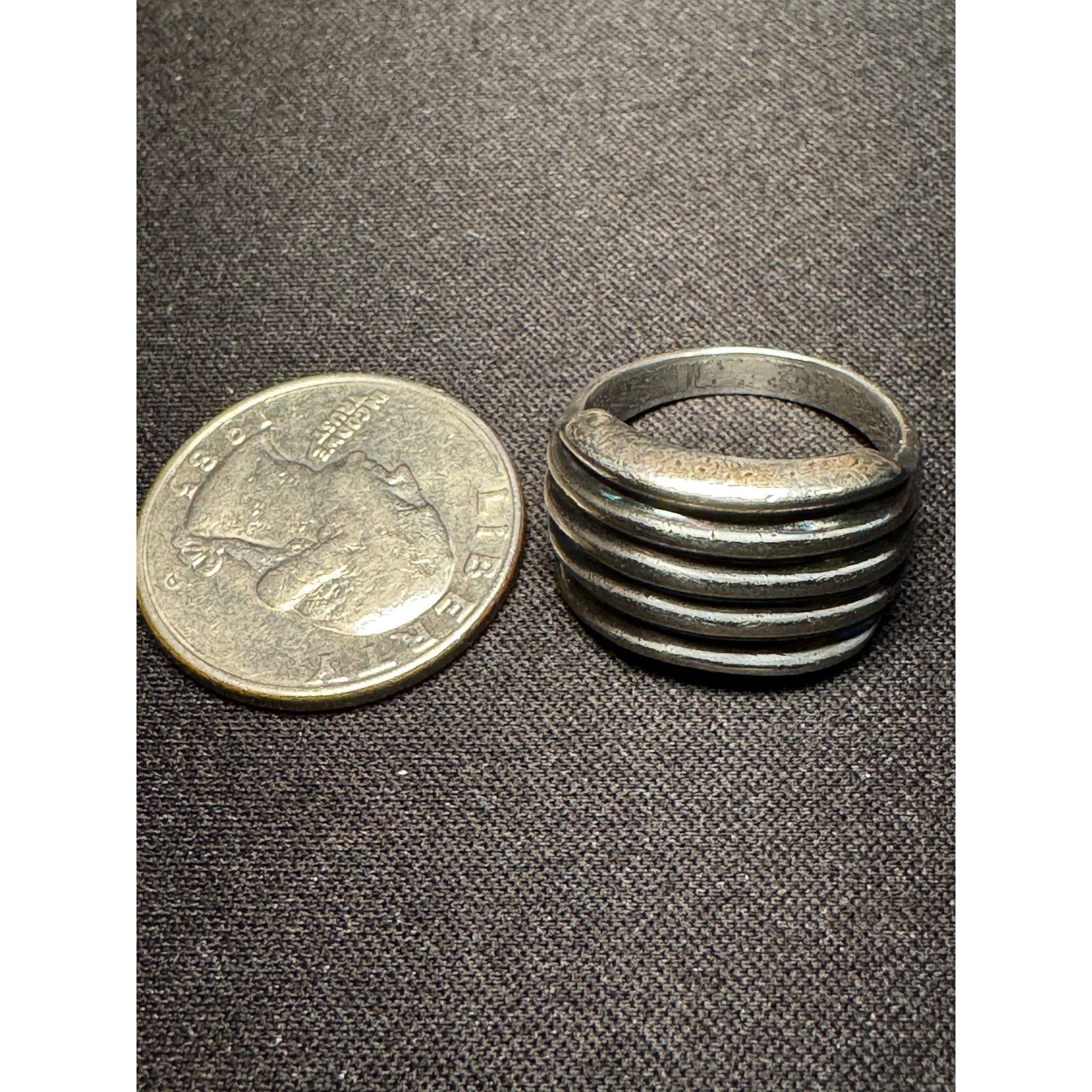 Other 925 Silver 7g Oxidized Dome Ribbed Band Spiral Ring Size 8 Size ONE SIZE - 6 Thumbnail