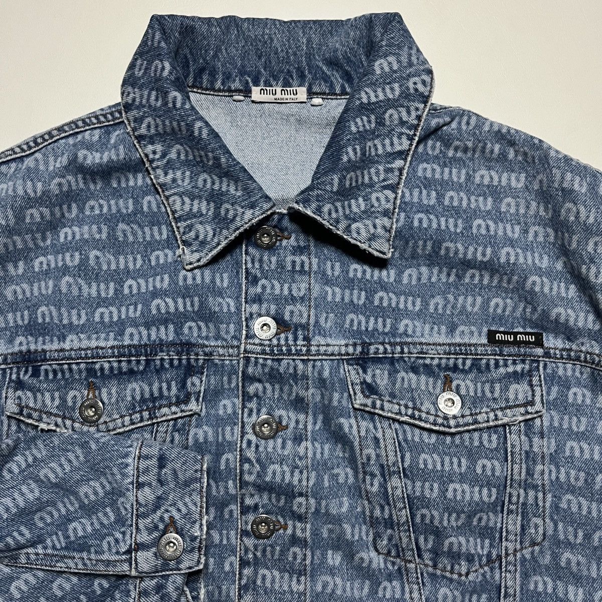 Miu Miu Miu Miu Monogram Denim Crop Jacket Size S / US 4 / IT 40 - 2 Thumbnail