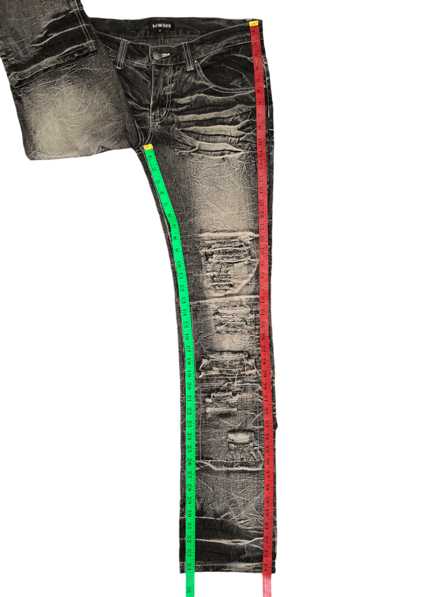 LOWBOX Vintage Y2k Lowbox Clawmark Distress Faded Patchwork Jeans Size US 34 / EU 50 - 10 Thumbnail