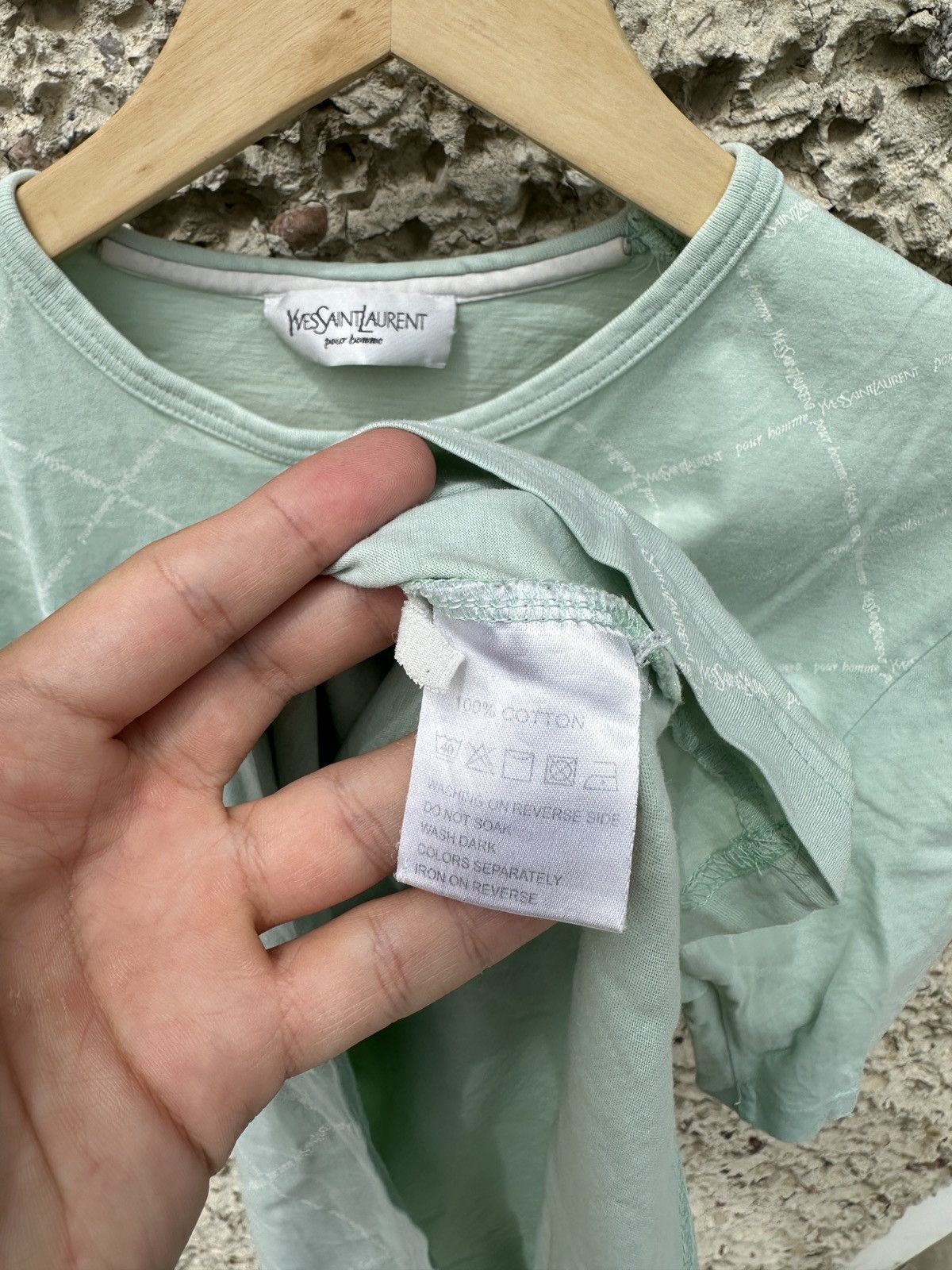 Yves Saint Laurent Vintage YSL monogram mint pastel tee t-shirt Size US M / EU 48-50 / 2 - 4 Thumbnail