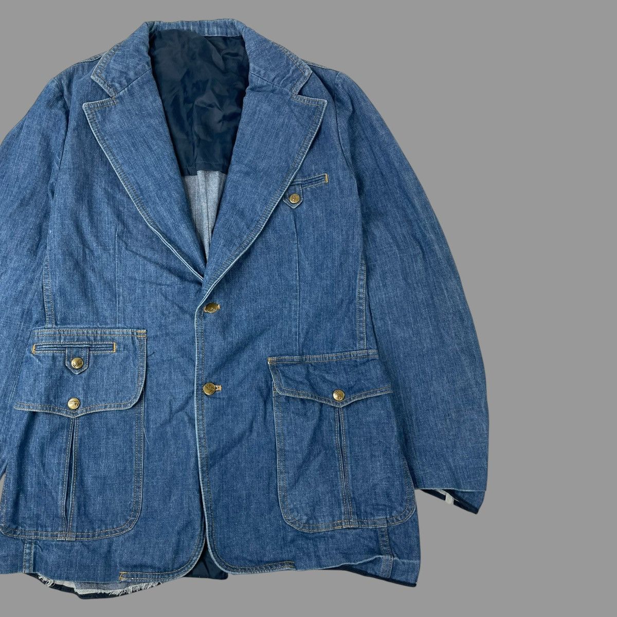 Lee × Vintage Vintage 1970s Lee denim sanforized blazer jacket Size US L / EU 52-54 / 3 - 4 Thumbnail