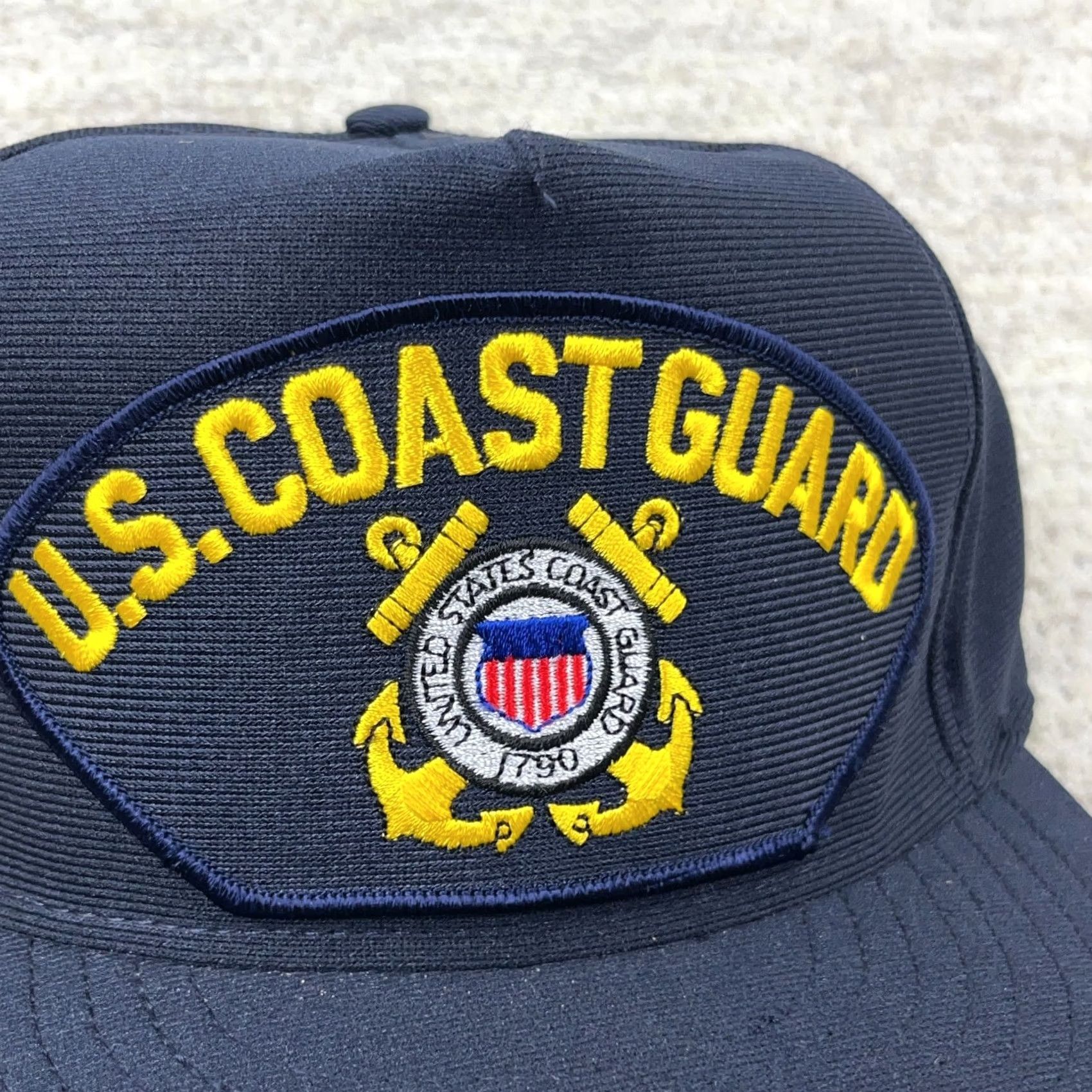 Vintage VINTAGE Eagle Crest US Coast Guard Hat Cap Snapback One Size Blue 90s USA Crest Patch Mens Cap Size ONE SIZE - 2 Thumbnail