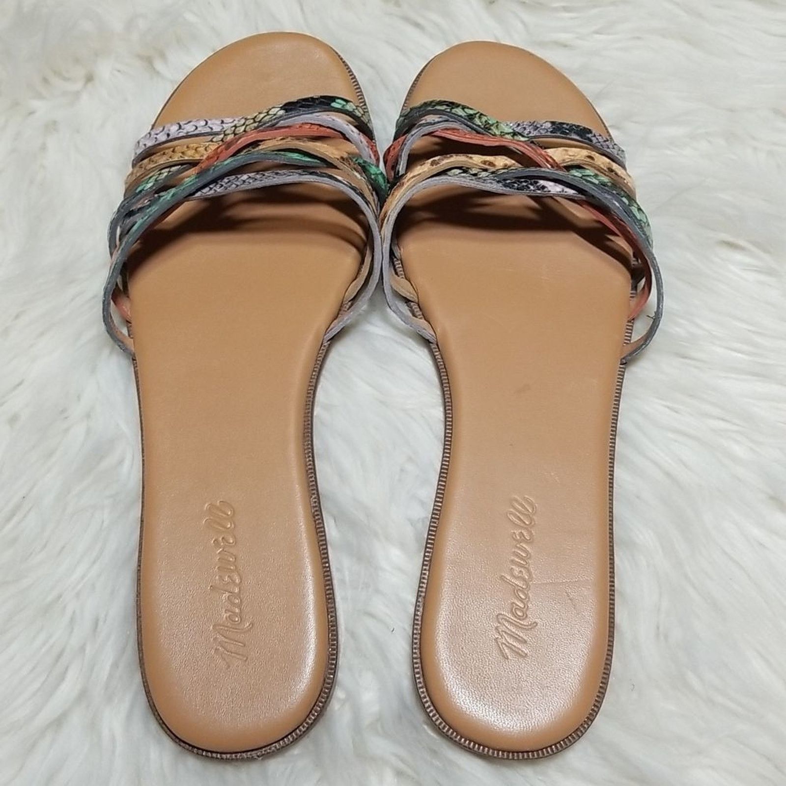 Madewell Madewell Tracie Snakeskin Print Leather Slide Sandals Size US 8 / IT 38 - 3 Thumbnail