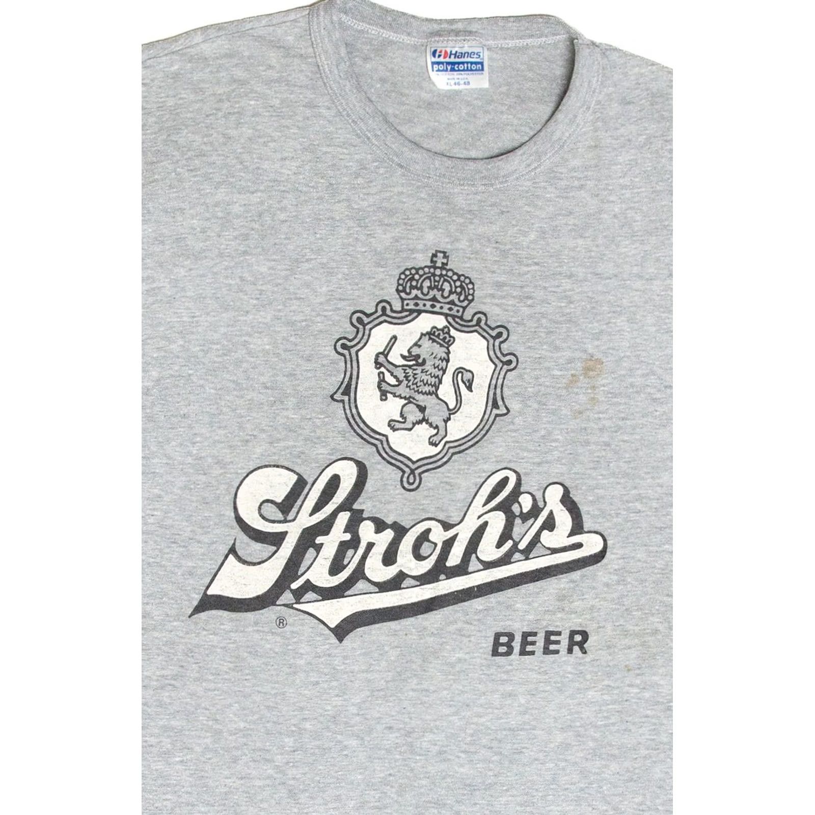Hanes VINTAGE Stroh's Beer T-Shirt Hanes X-Large Gray Tee 1984 Unisex Adults Mens Womens Size US XL / EU 56 / 4 - 2 Thumbnail