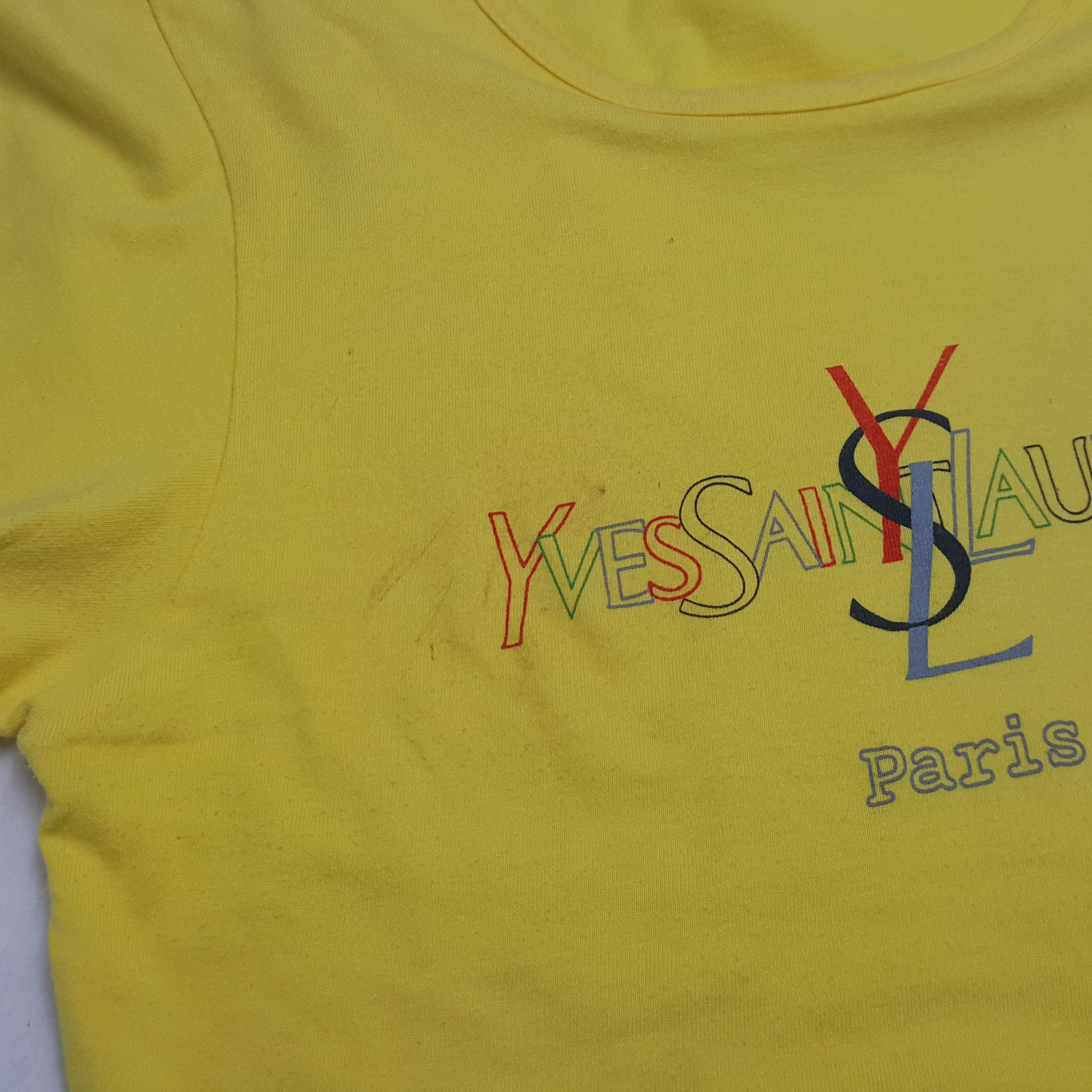 Yves Saint Laurent Yves Saint Laurent Paris YSL Logo Spellout Tshirt RR13 Size XS / US 0-2 / IT 36-38 - 5 Thumbnail