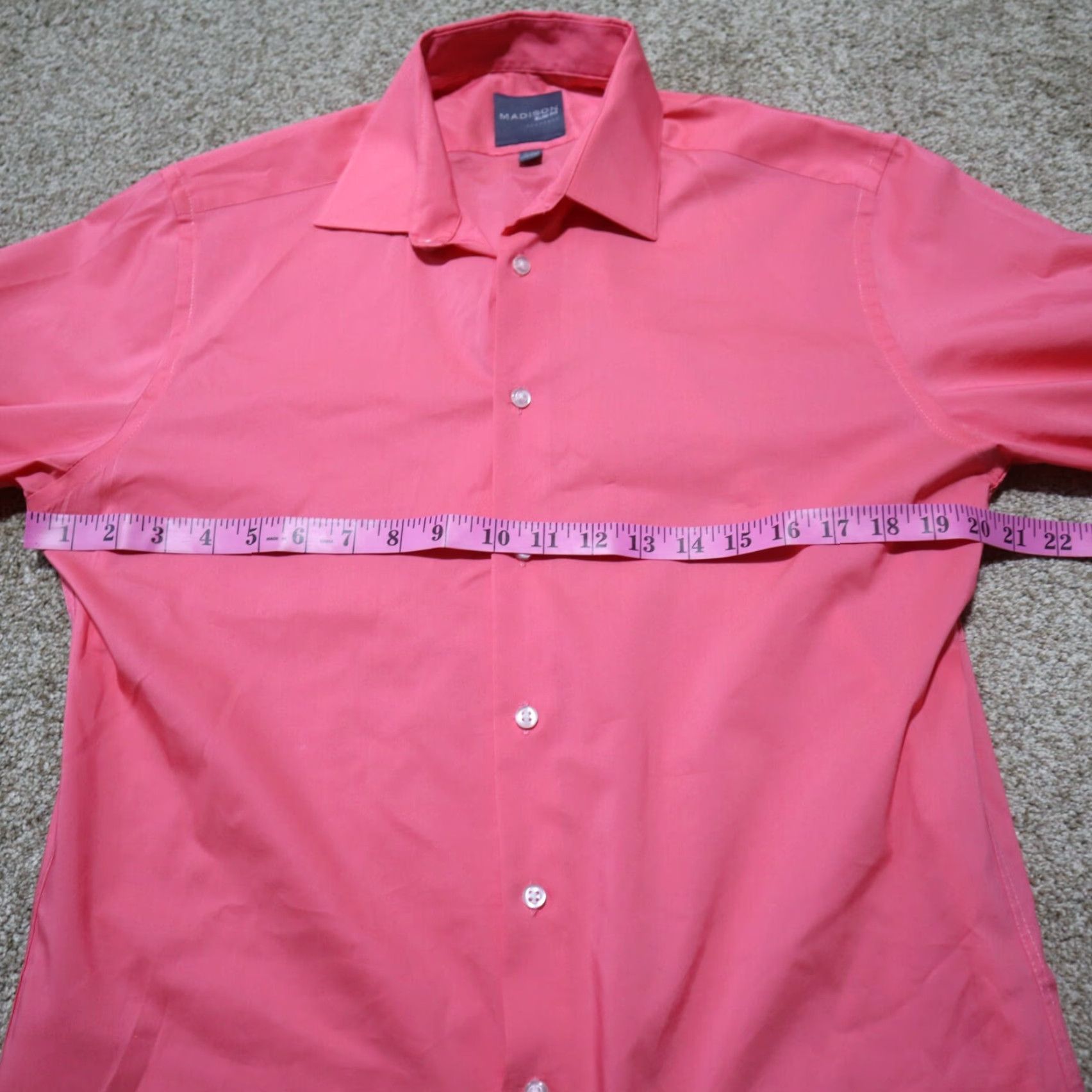 Roundtree & Yorke MADISON Shirt Dress Shirt Slim Fit Men's Size 15.5 Peach Button-Down Long Sleeve 15.5 Men’s Standard Regular Label Rountree & Yorke Gold Size US M / EU 48-50 / 2 - 5 Thumbnail