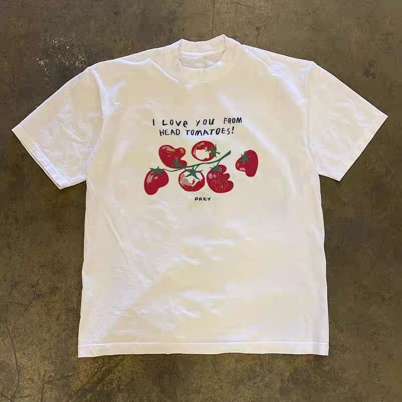 Japanese Brand White retro tomato print cotton t-shirt Size US M / EU 48-50 / 2 - 1 Thumbnail