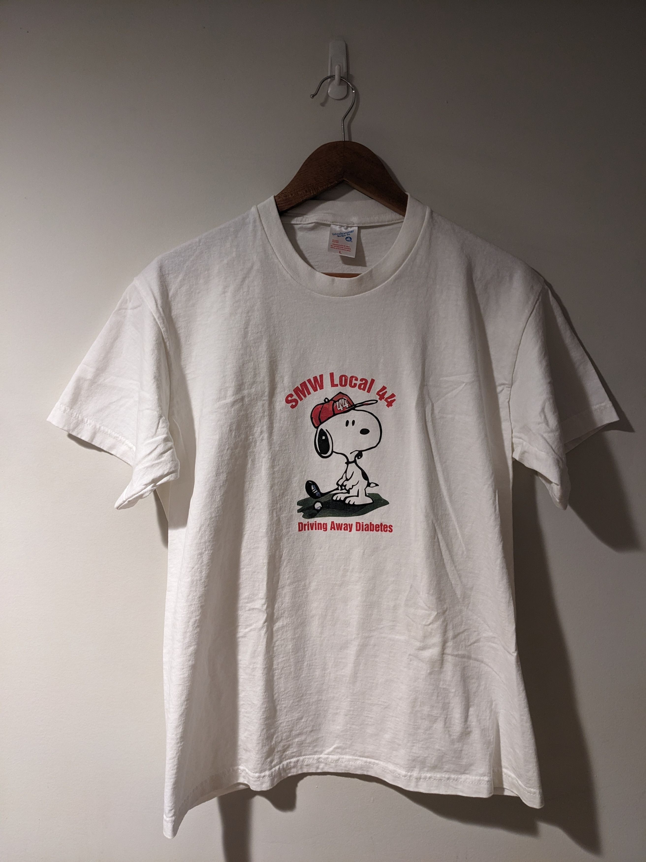 Vintage 90s Snoopy Driving Away Diabetes Golf Large T-Shirt