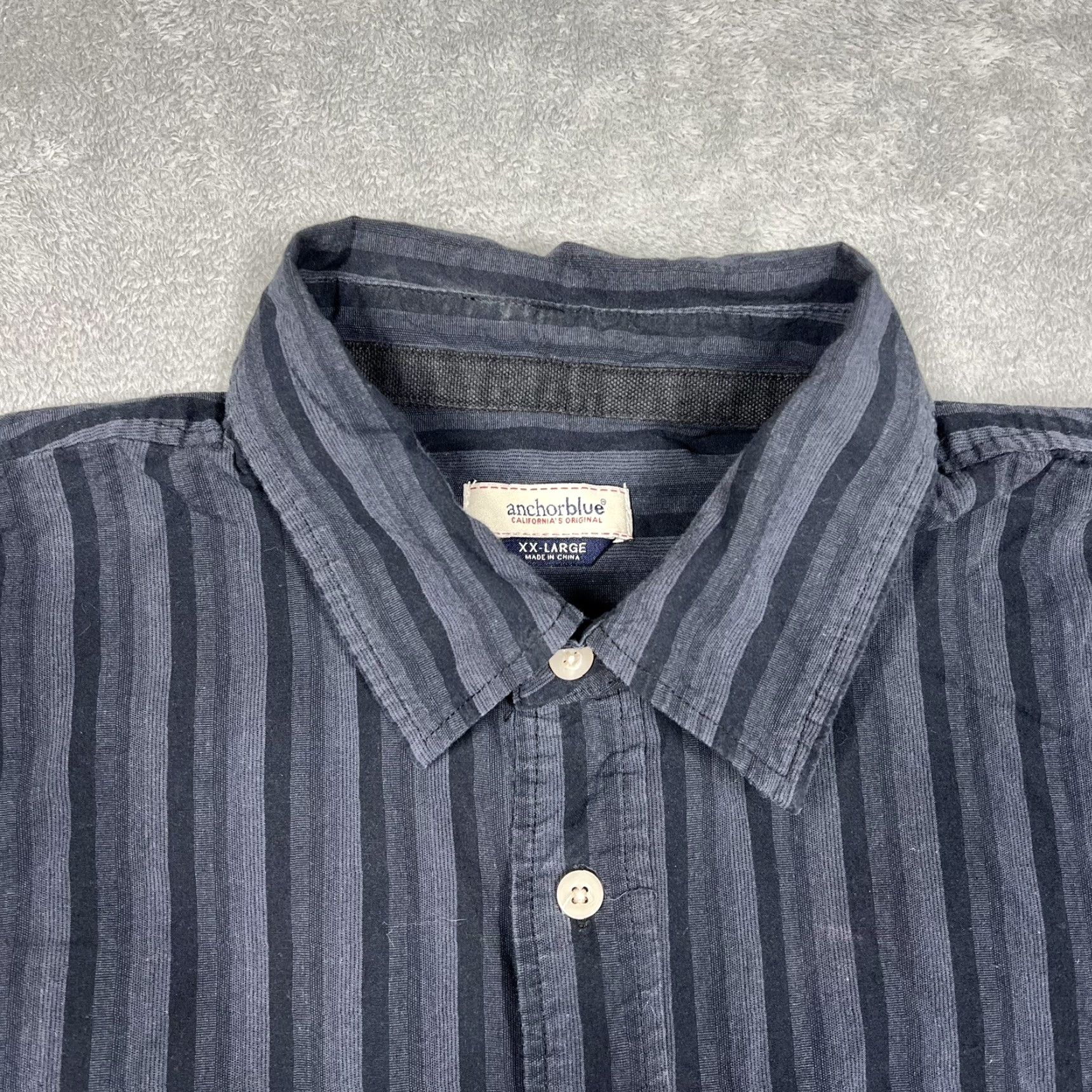 Anchor Blue VINTAGE Anchor Blue Men’s Button-Up Shirt XXL Black Striped Short Sleeve Casual Button-Up Shirt Size US XXL / EU 58 / 5 - 6 Thumbnail