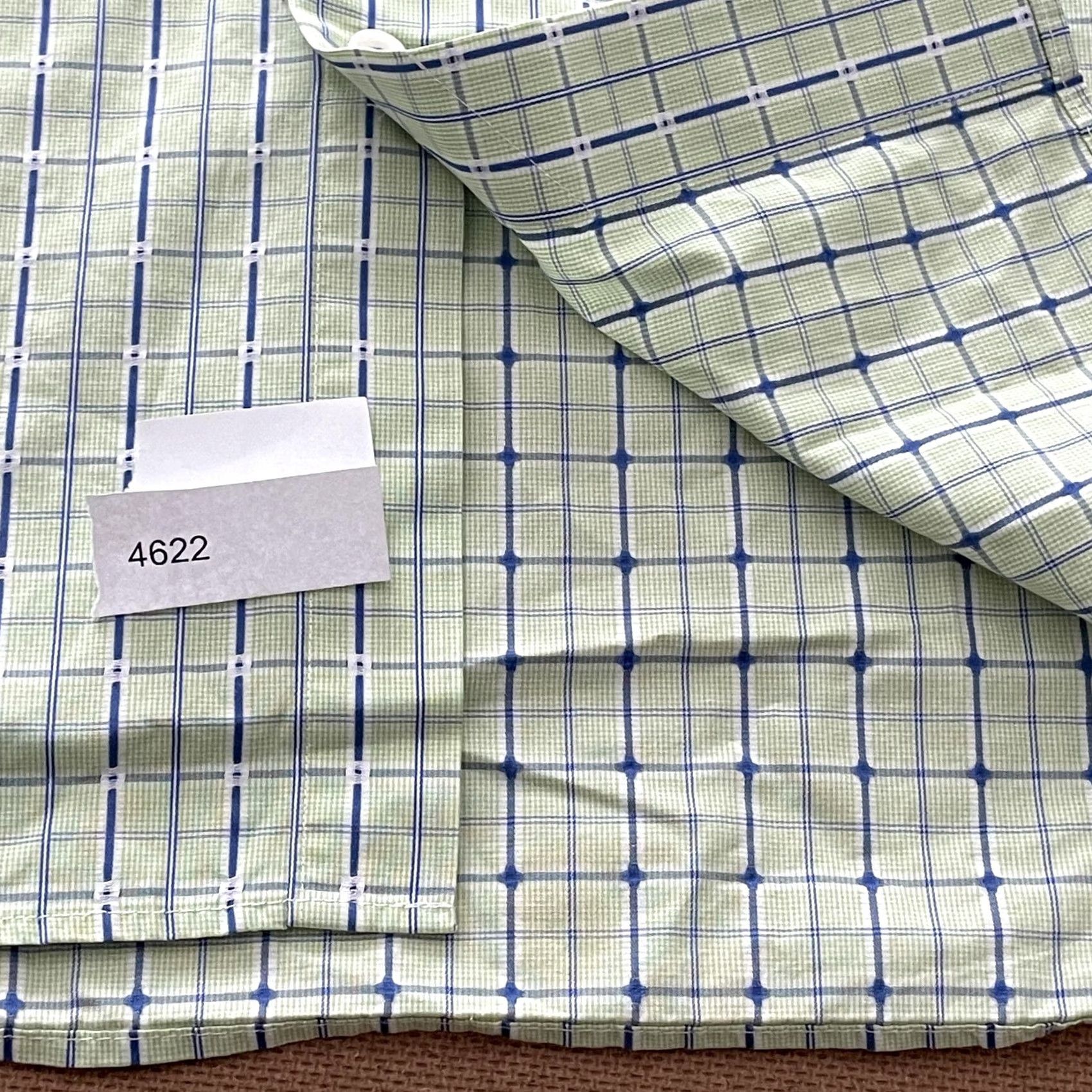 BUGATCHI BUGATCHI Green Blue Plaid Dress Shirt Mens Regular Size 17.5 Size 48R - 6 Thumbnail