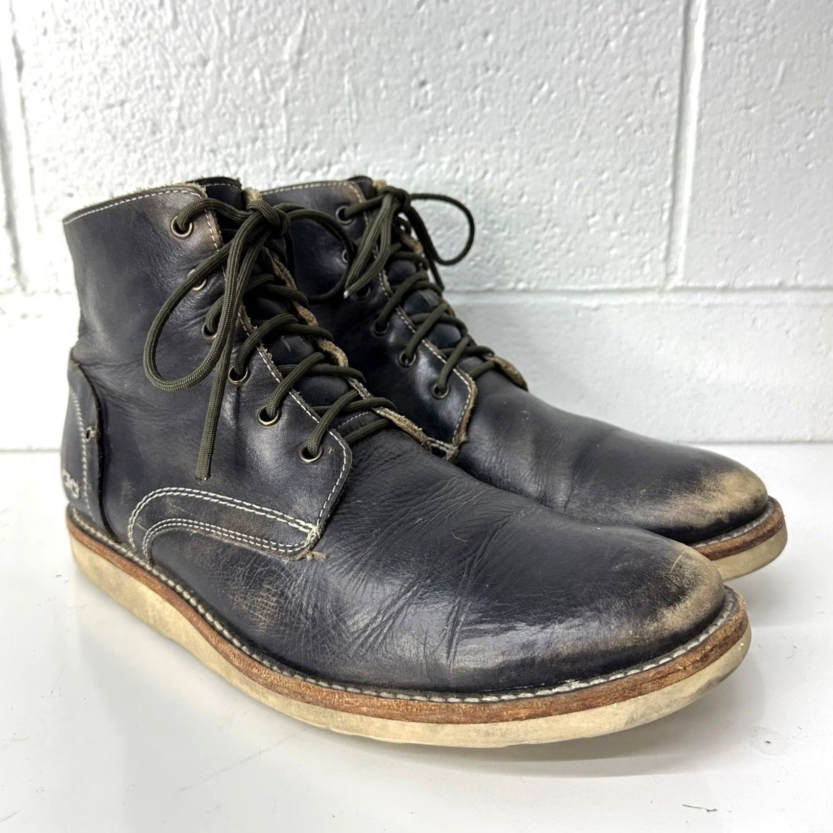 Bed Stu Bed Stu Lincoln Vibram Wedge Boots Black Distressed Leather Mens 11 Size US 11 / EU 44 - 2 Thumbnail