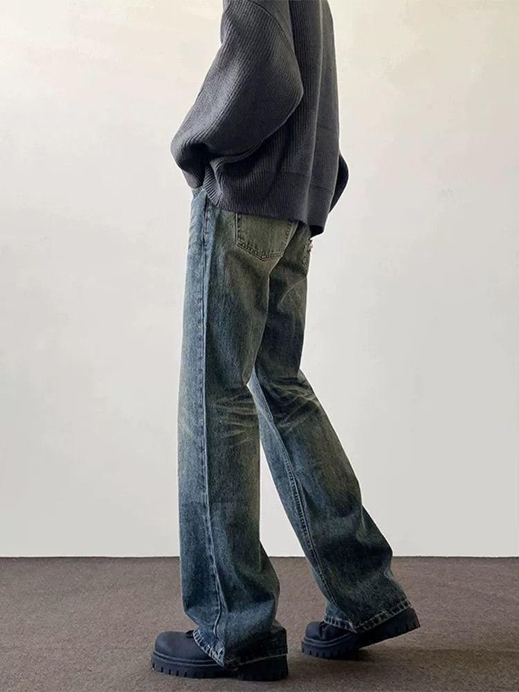 Vintage High street washed distressed men's leanfit flared jeans Size US 32 / EU 48 - 5 Thumbnail
