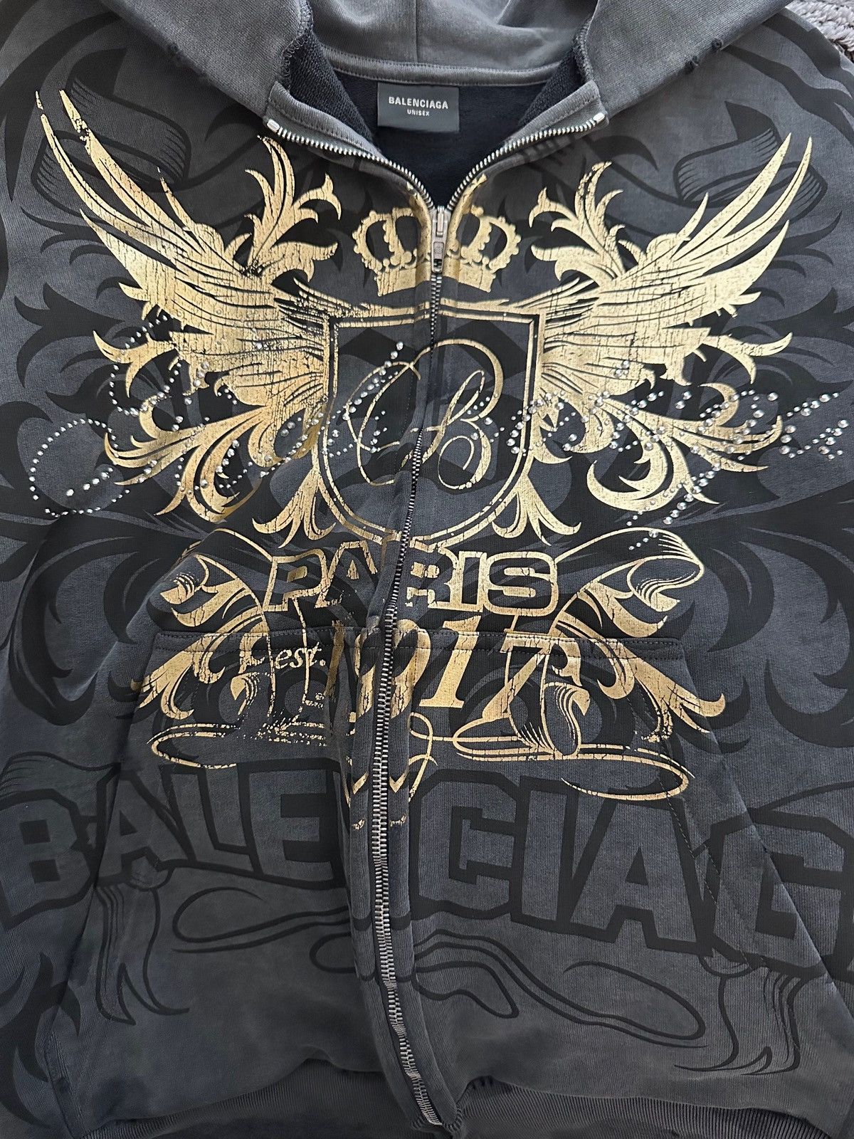 Balenciaga Balenciaga Tacky Gold Zip Hoodie Size US XL / EU 56 / 4 - 6 Thumbnail