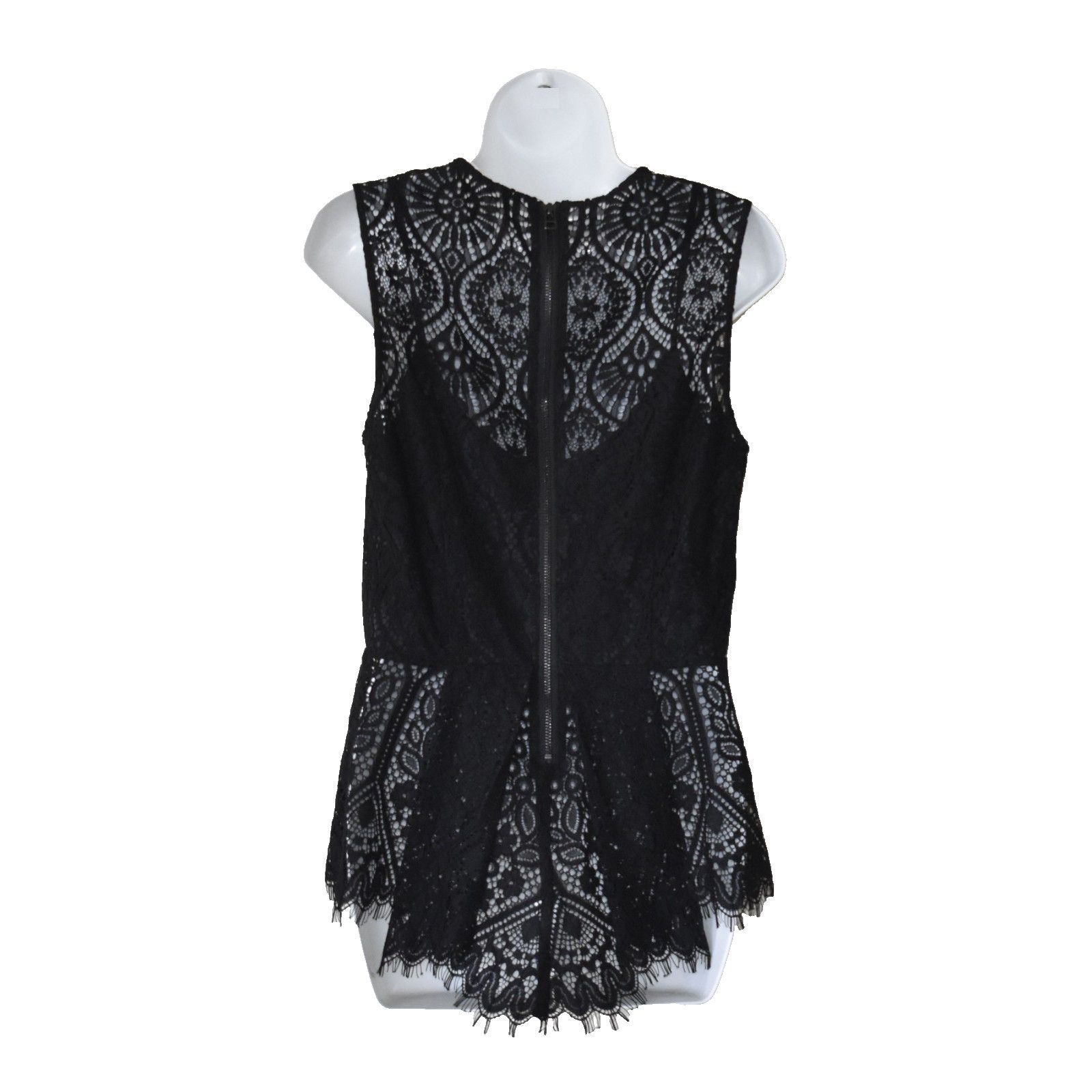 Veronica Beard VERONICA BEARD Black Lace Fringe Peplum Hem Top Sz 6 Size M / US 6-8 / IT 42-44 - 3 Thumbnail