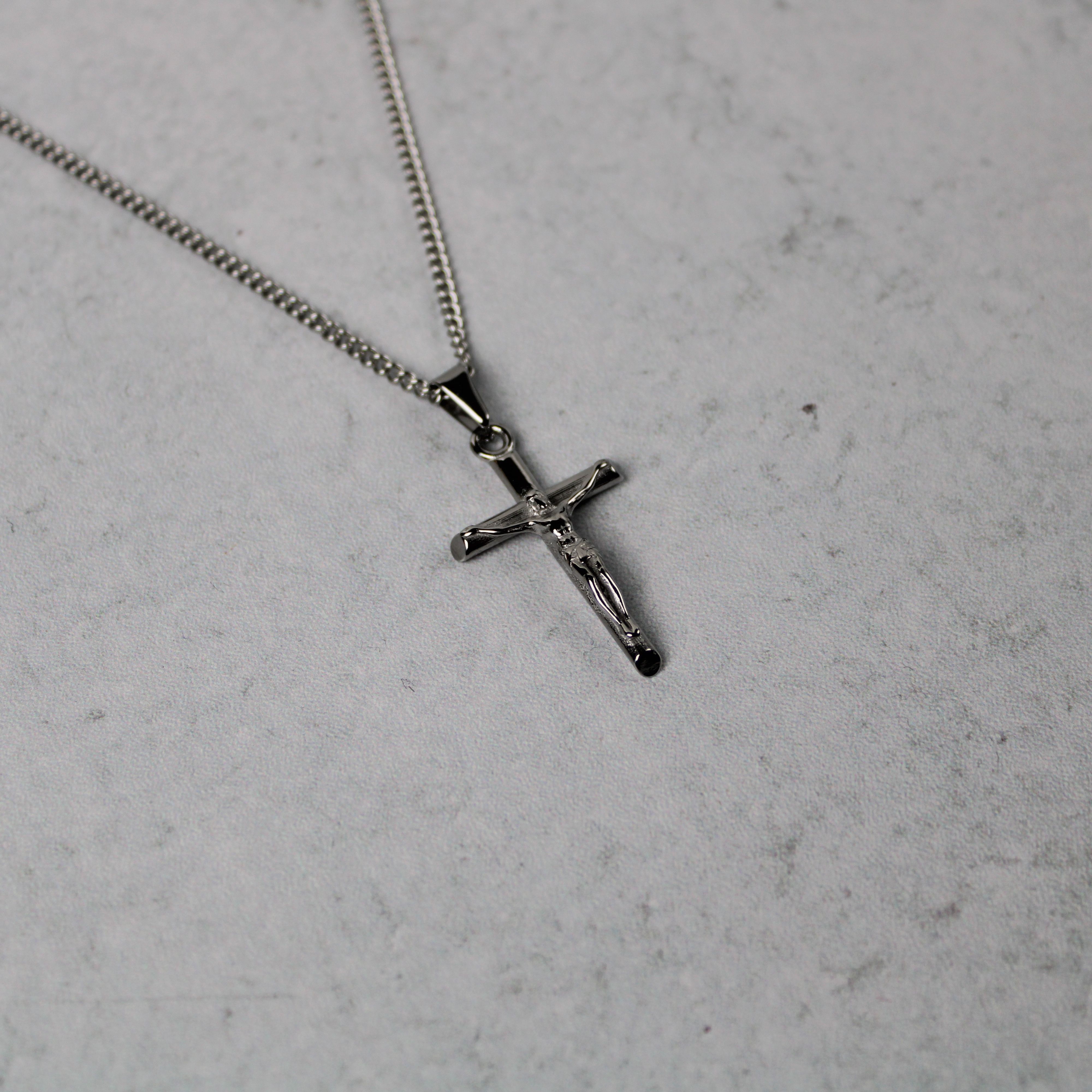 Jewelry Silver Crucifix Cross Pendant Chain Necklace Size ONE SIZE - 3 Thumbnail