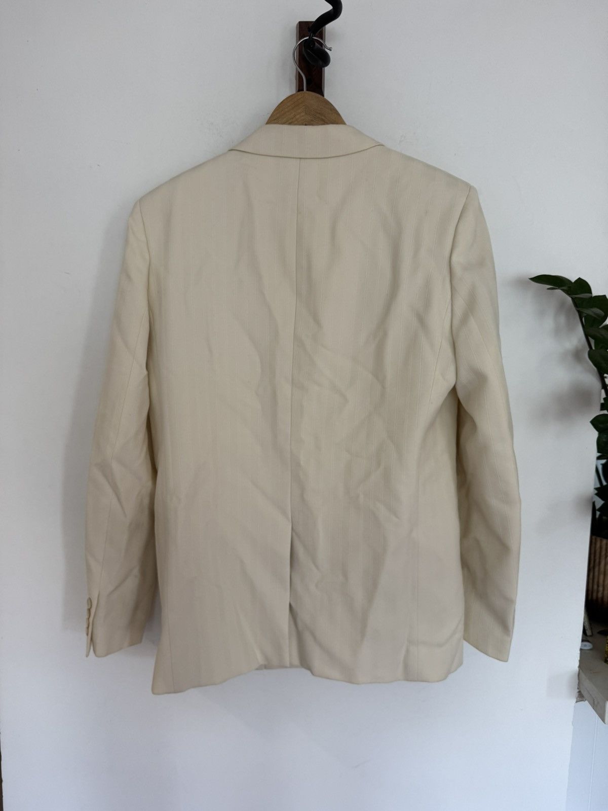 Saint Laurent Paris Ivory Cream Pleated Le Smoking Peaked lapel Size 50R - 6 Thumbnail