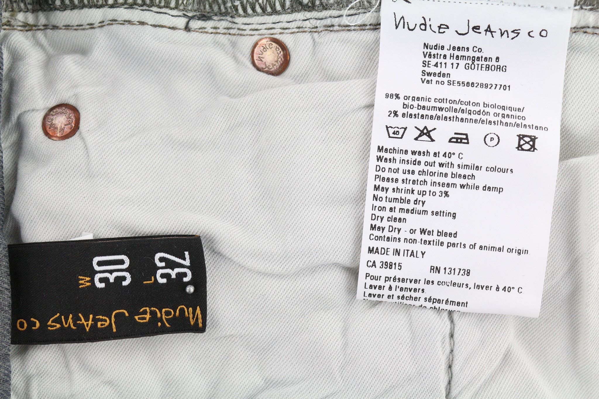 Nudie Jeans TIGHT LONG JOHN W30/L32 Organic Charcoal Slim Logo 80675 Size US 30 / EU 46 - 6 Thumbnail