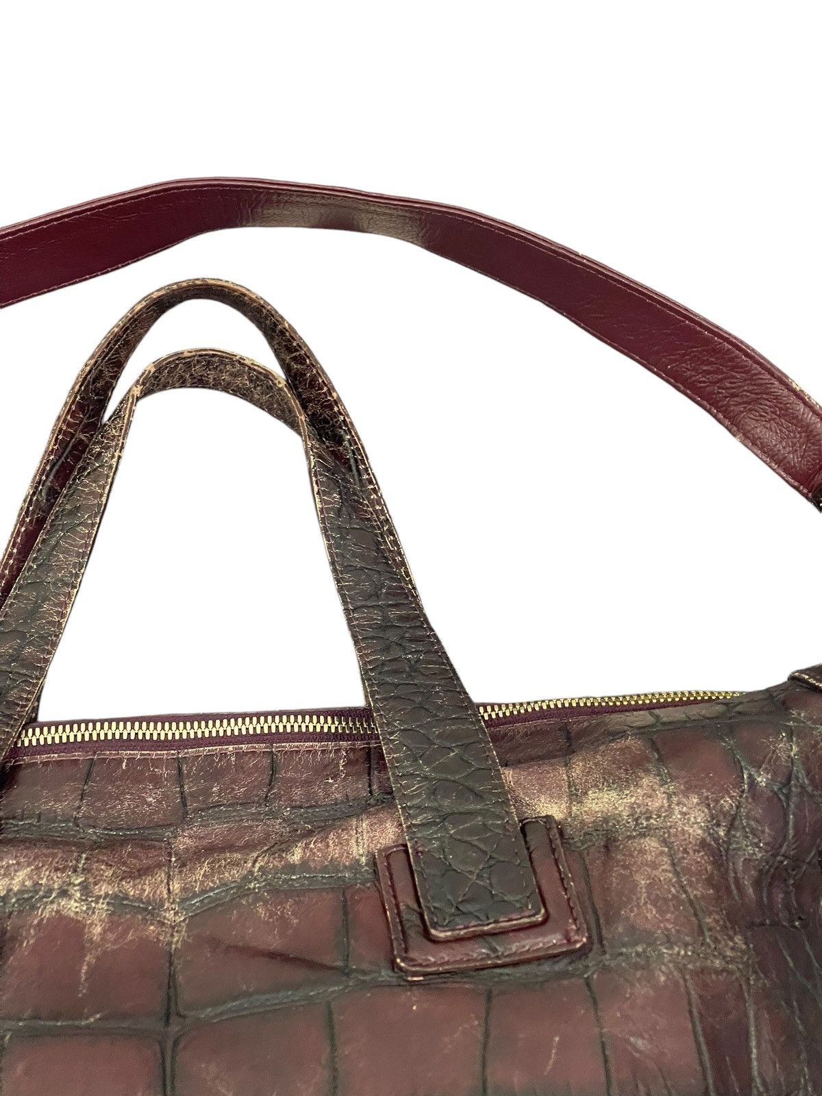 Genuine Leather Crocodile Embossed Patina Leather Jewels Shoulder Bag 1🟩1 Size ONE SIZE - 17 Thumbnail