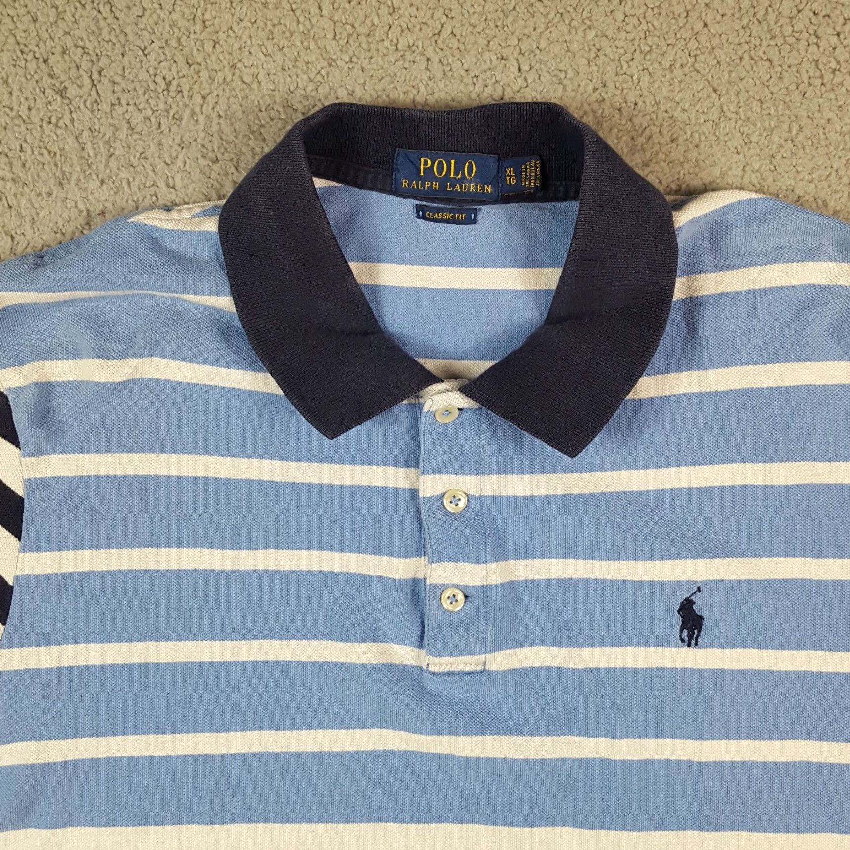 Polo Ralph Lauren Vintage Polo Ralph Lauren Polo Shirt Men XL Blue Striped Short Sleeve Preppy 90s Golf Logo Size US XL / EU 56 / 4 - 2 Thumbnail