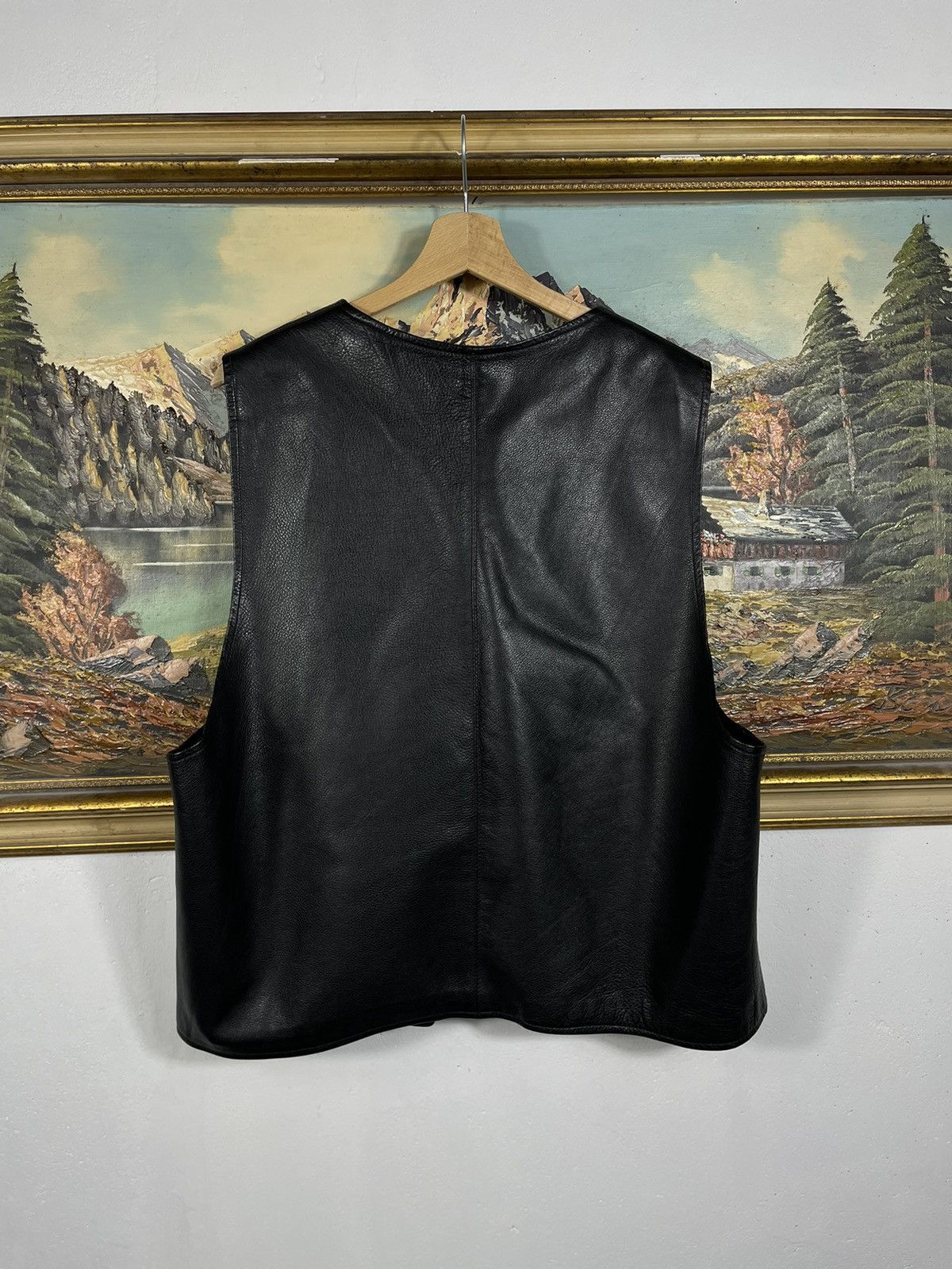 Japanese Brand × Vintage Vintage Y2k Real Leather Black Vest Jacket Punk Rock Motor Size US XL / EU 56 / 4 - 4 Thumbnail