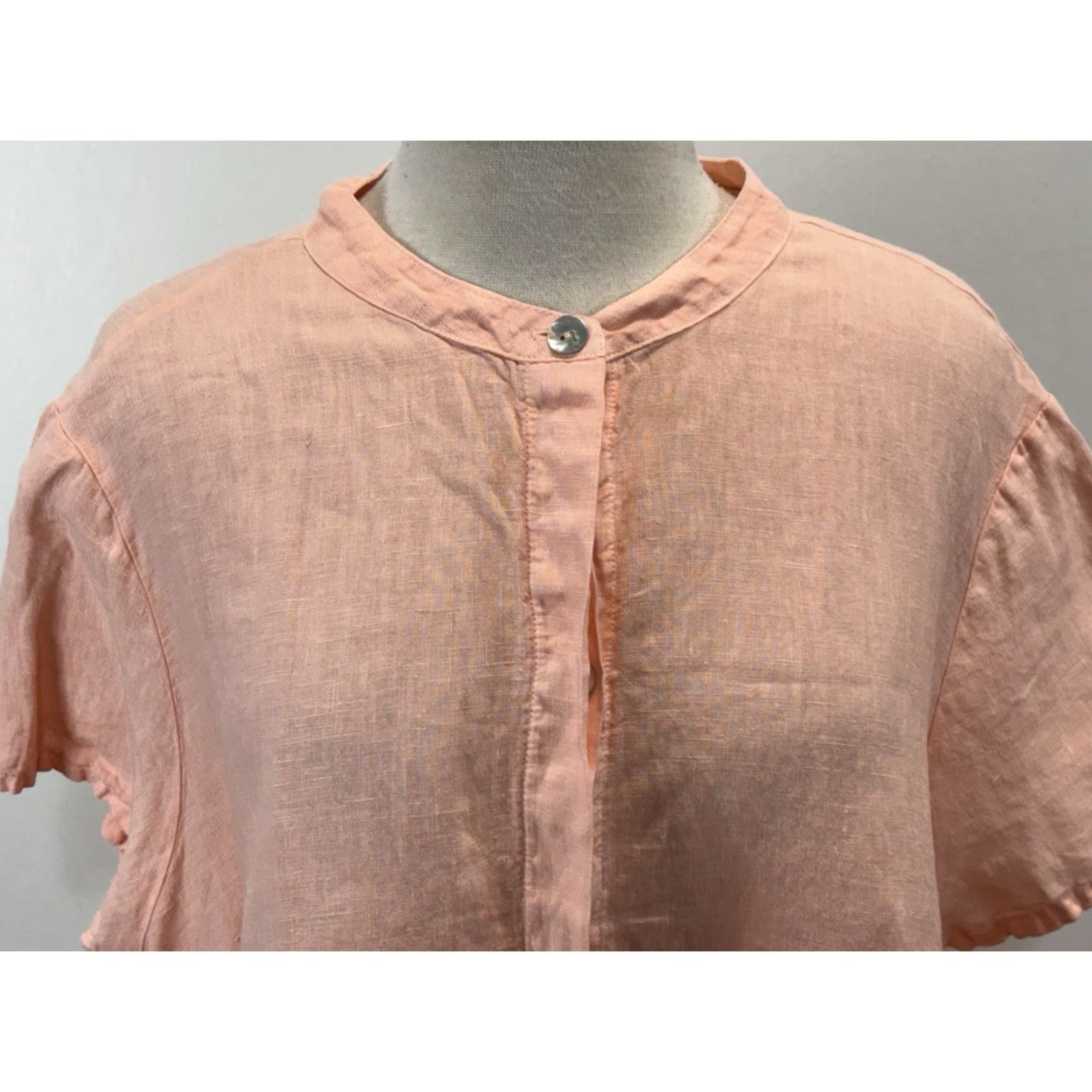 Pinko Bryn Walker Shirt Tunic Linen Pink Button-Up XL Women’s Casual Travel USA Lagenlook Size XL / US 12-14 / IT 48-50 - 5 Thumbnail