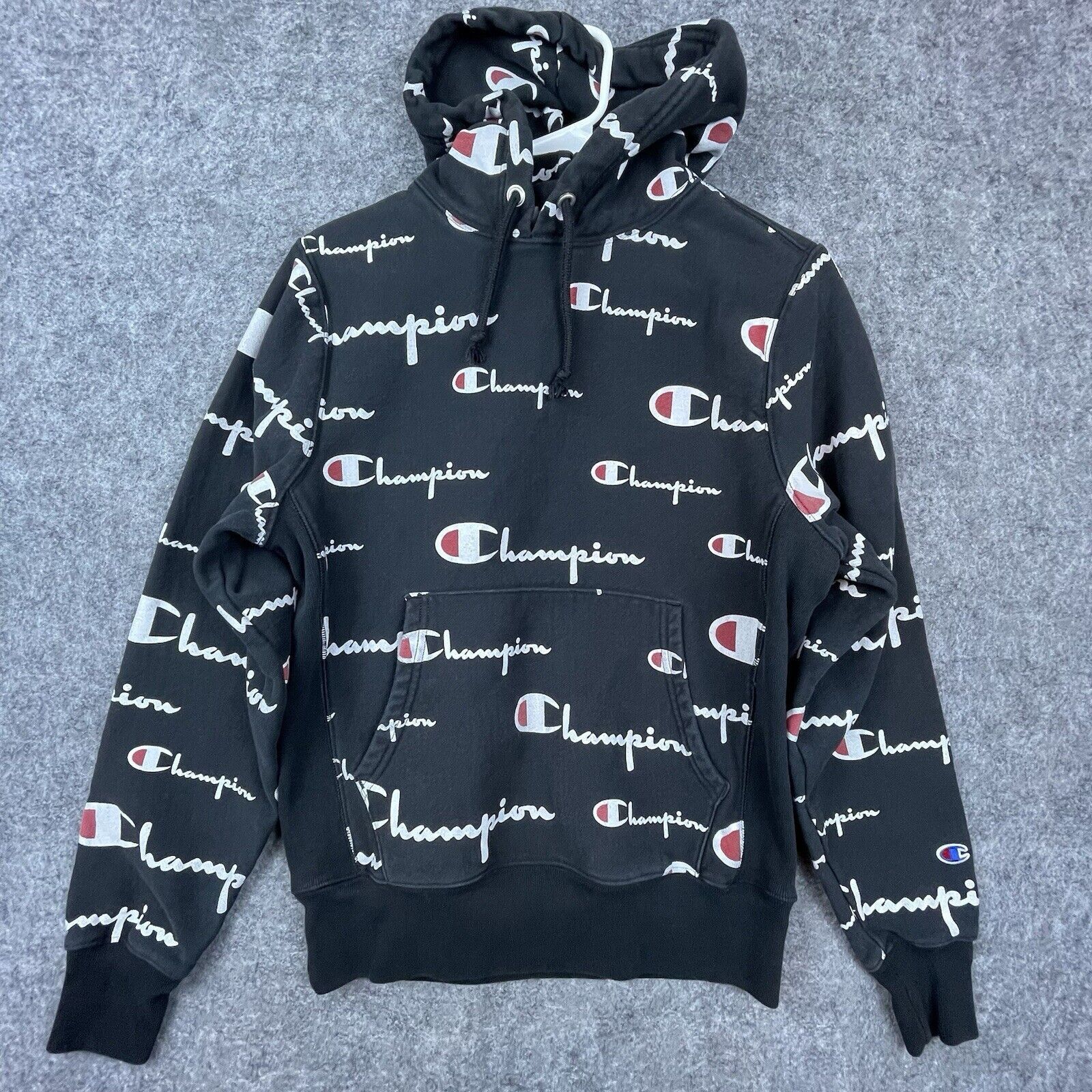 Champion Champion Reverse Weave Hoodie S Black All Over Logo Script Size US S / EU 44-46 / 1 - 1 Thumbnail