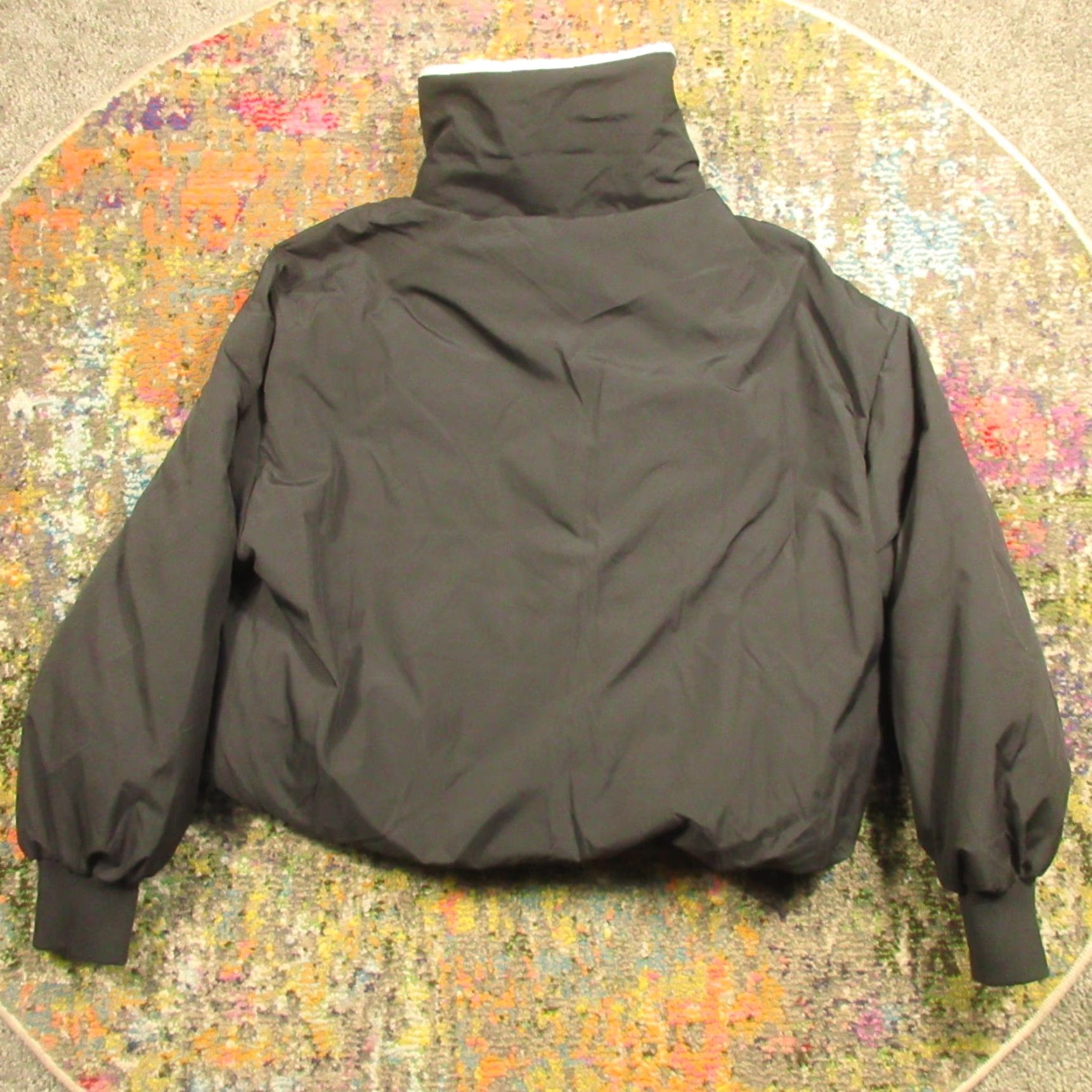 Vintage Purepear Cropped Down Jacket Large Womens Black Sherpa Collar Stand Up Neck NEW Size L / US 10 / IT 46 - 3 Thumbnail