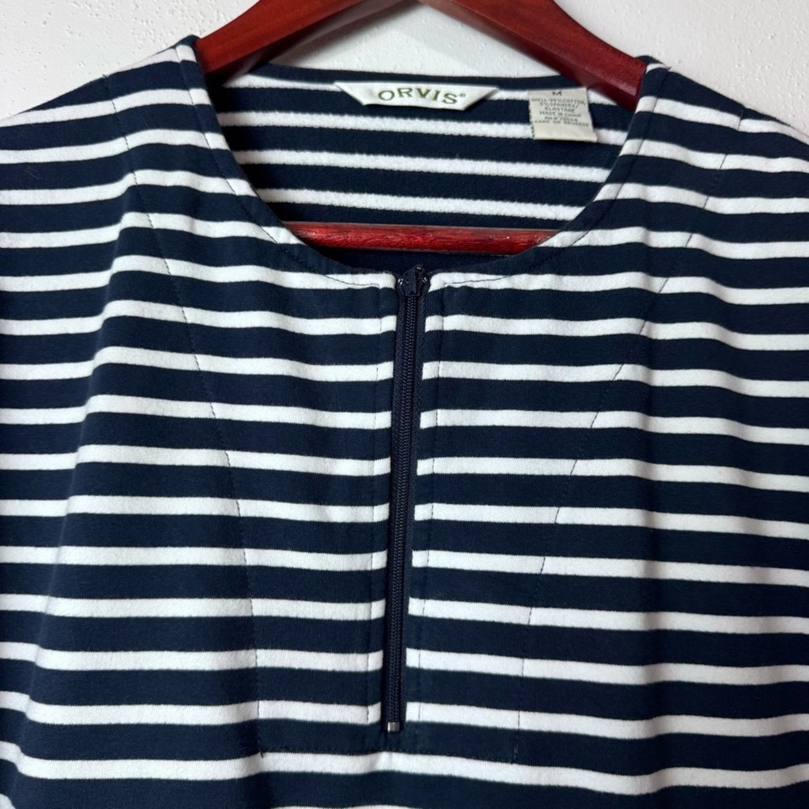 Orvis Orvis Navy & White Striped 3/4 Zip Popover Top Womens Med Size M / US 6-8 / IT 42-44 - 11 Thumbnail