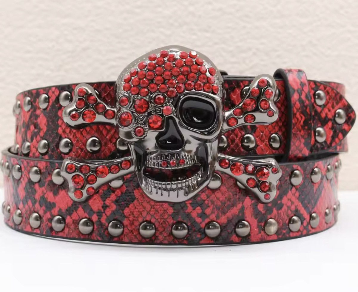 Japanese Brand 125 cm Rhinestone Skull Halloween Belt Size ONE SIZE - 1 Thumbnail