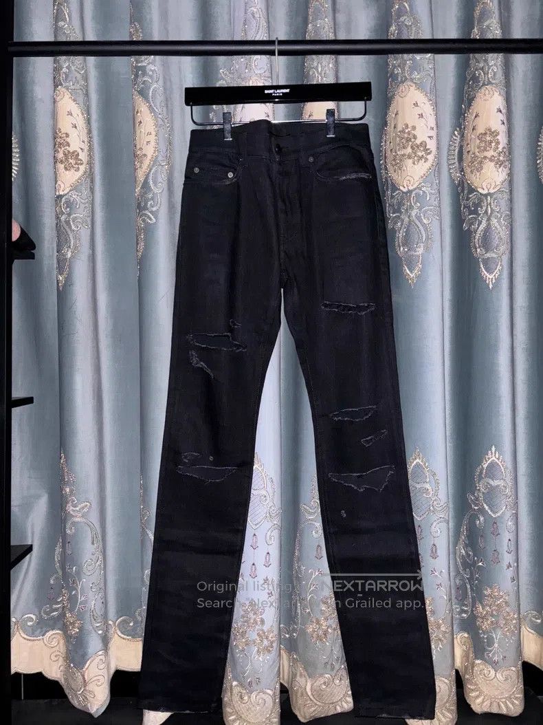 Saint Laurent Paris Saint Laurent Paris Black Destroyed Slim Fit Basic Denim J Size US 30 / EU 46 - 1 Thumbnail