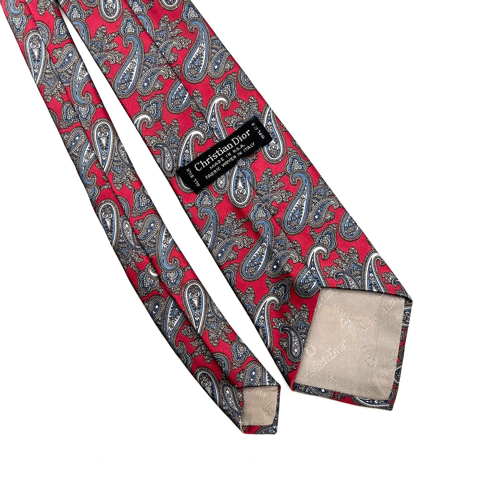 Dior × Vintage Vintage Christian Dior Paisley Silk Tie Red Size ONE SIZE - 4 Thumbnail