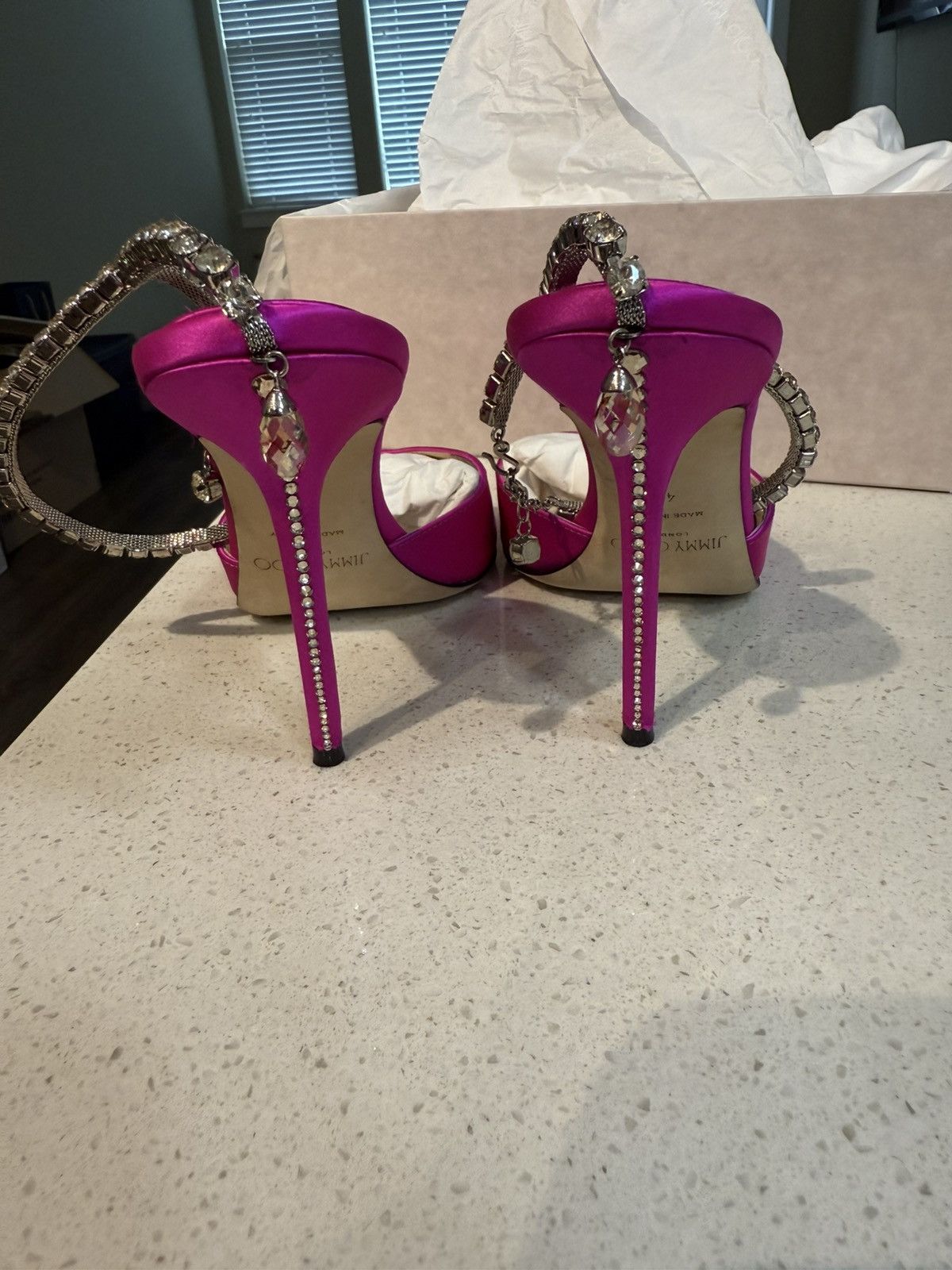 Jimmy Choo Saeda Suede Crystal Ankle-Strap Sandal Size US 9.5 / IT 39.5 - 1 Thumbnail