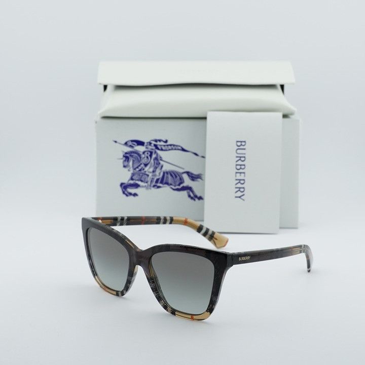 Burberry BE4470 420211 Sunglasses Brown/Check Sand Cat Eye display picture 1