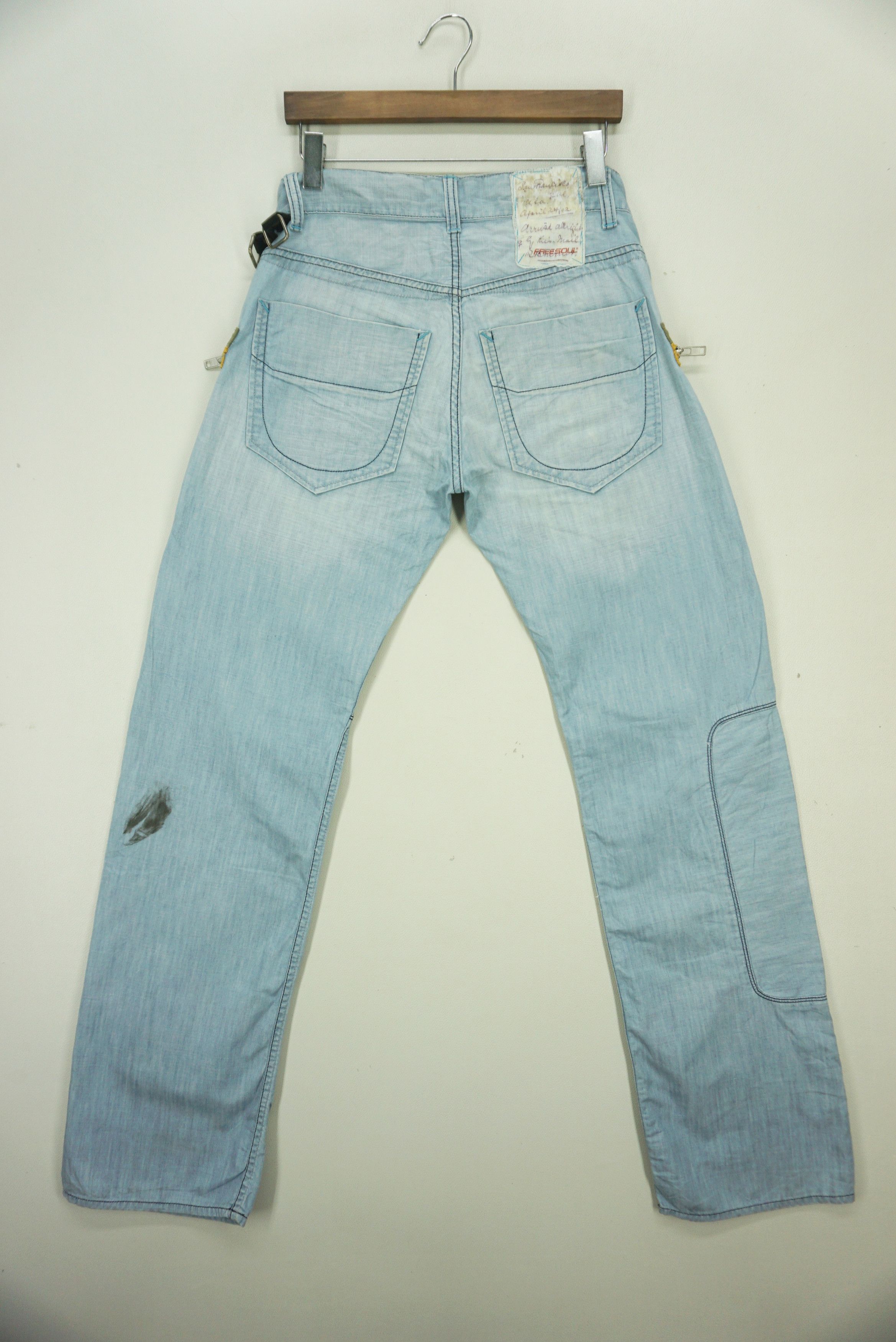 Japanese Brand FREESOUL Jeans fit W33xL35 Low Rise Patchwork Baggy Denim Size US 30 / EU 46 - 2 Thumbnail