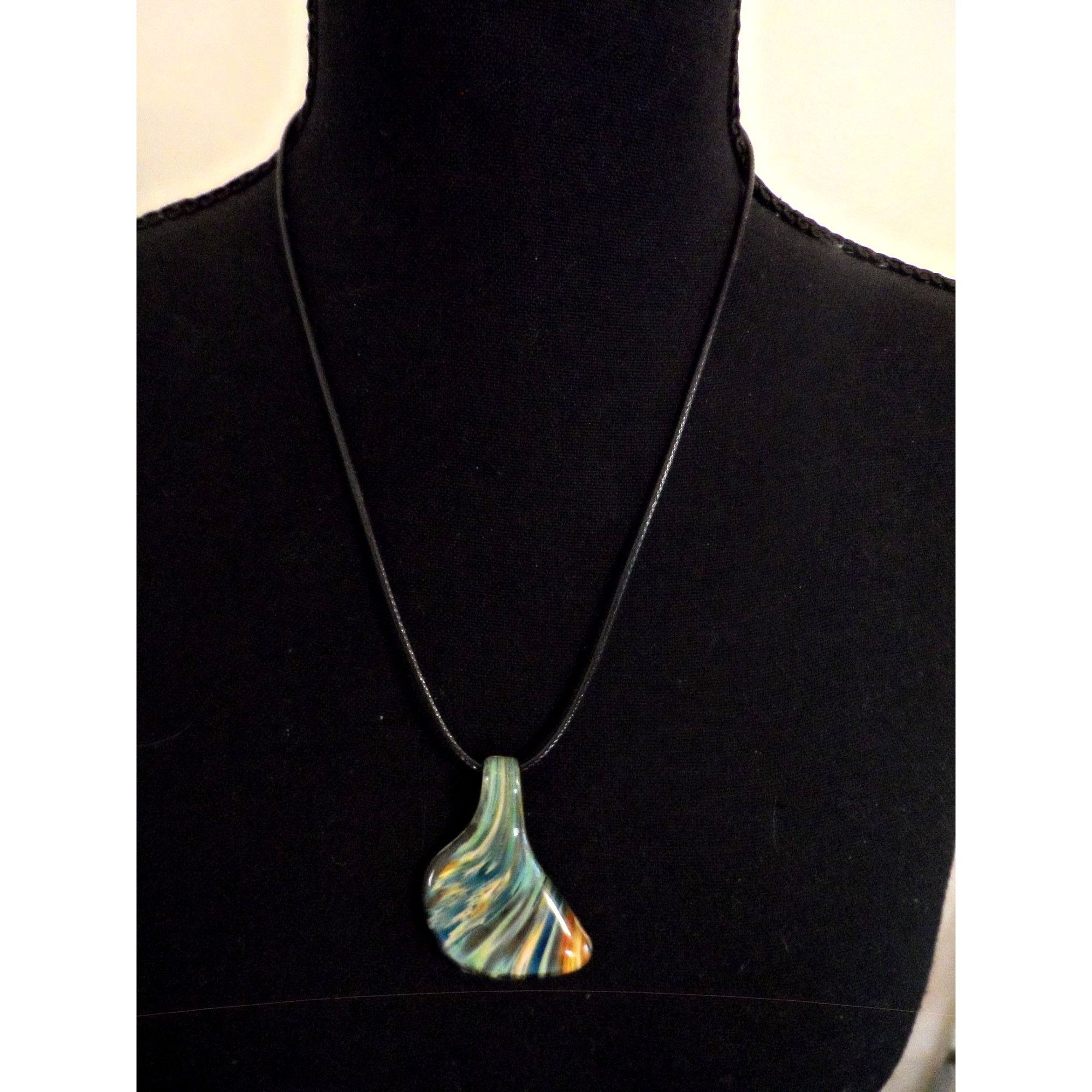 Other Glass Fish Tale Pendant Necklace Set 2 Pcs Black Cord Size ONE SIZE - 5 Thumbnail
