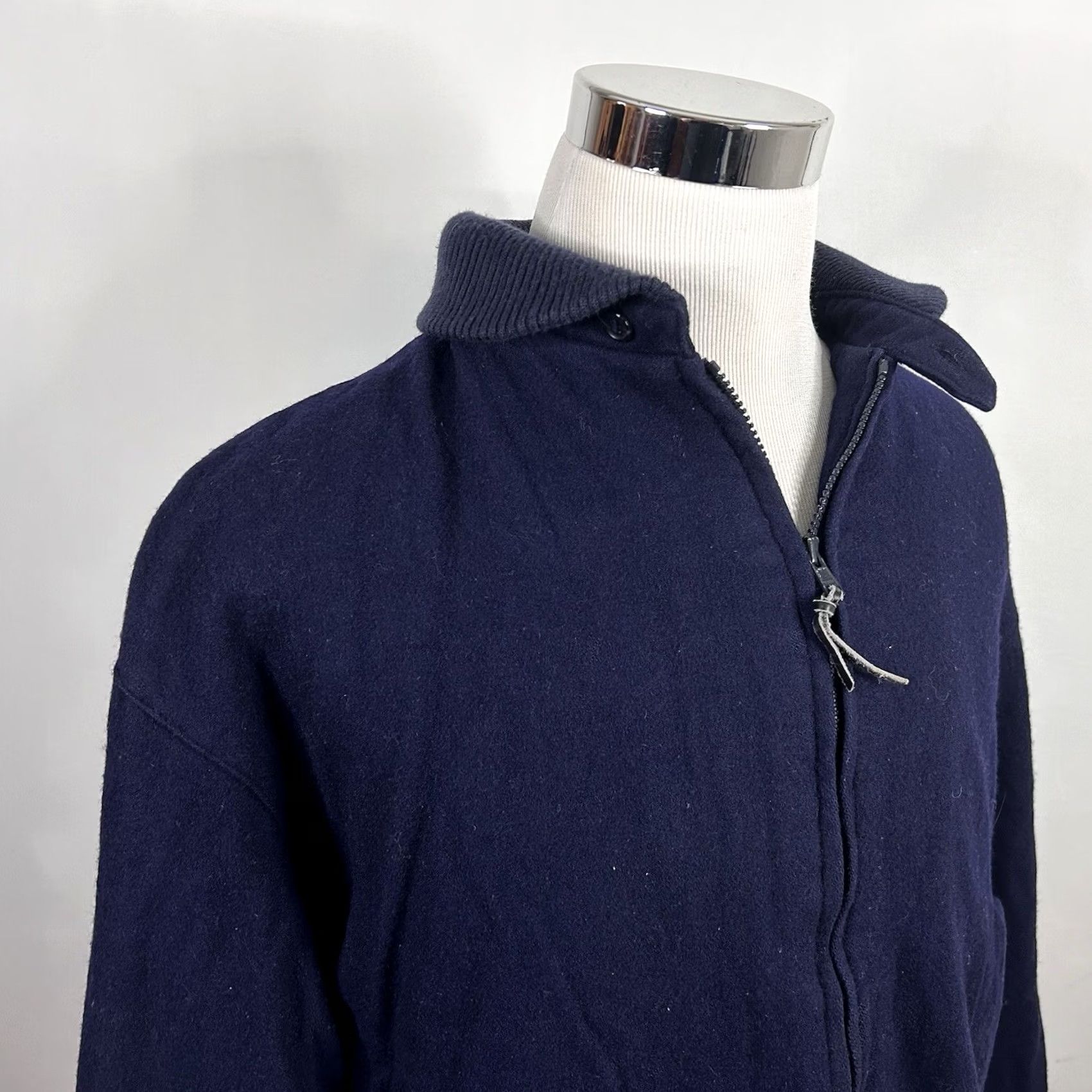 Vintage Lakeland Jacket Wool Navy Bomber Full Zip Flannel Lined Size 44 Mens Vintage Dark Blue Wool Blend Full Zip Bomber Jacket Size US S / EU 44-46 / 1 - 2 Thumbnail