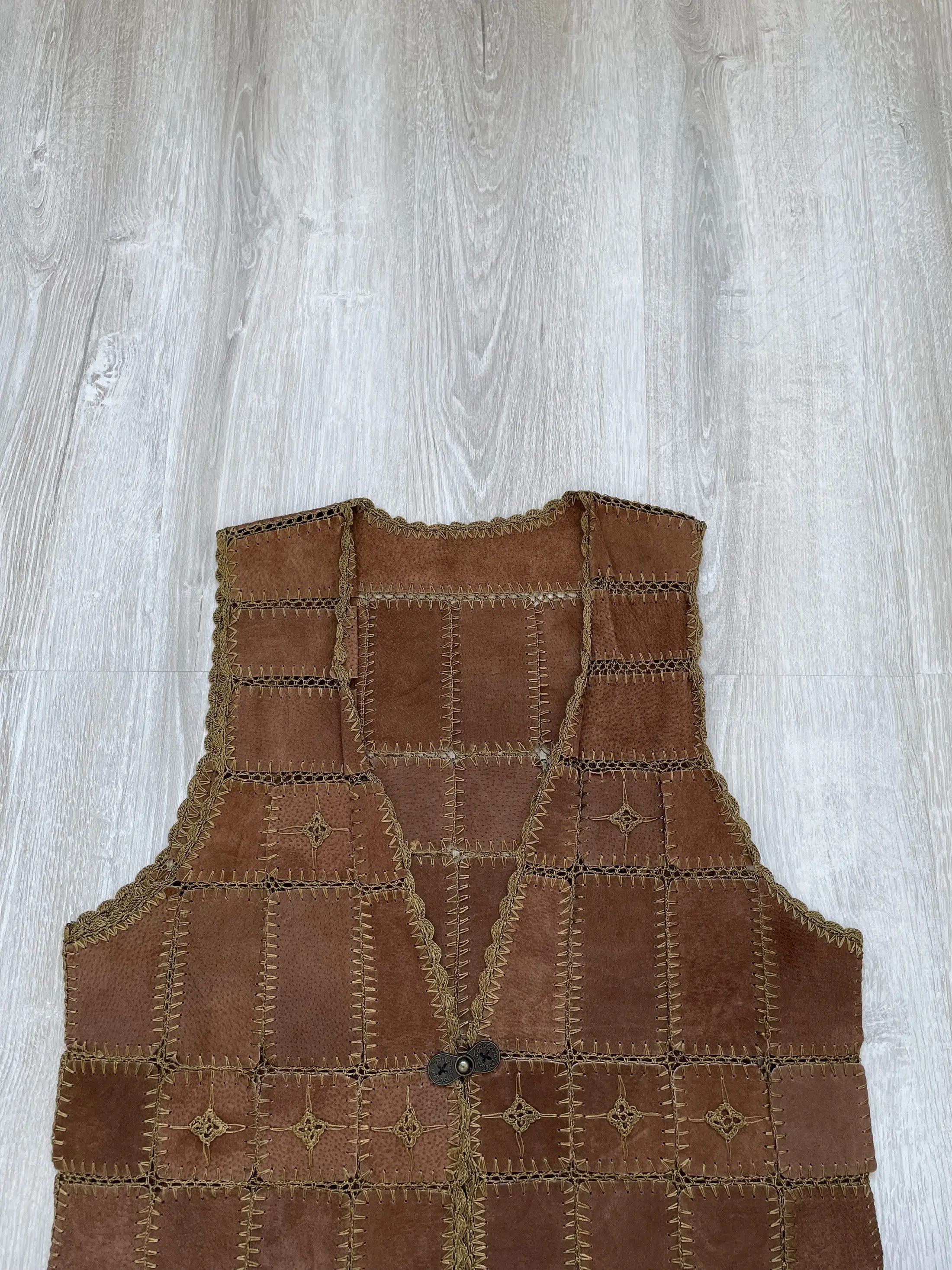 Handmade Vintage 90s Leather Vest Hand Made Size US L / EU 52-54 / 3 - 3 Thumbnail
